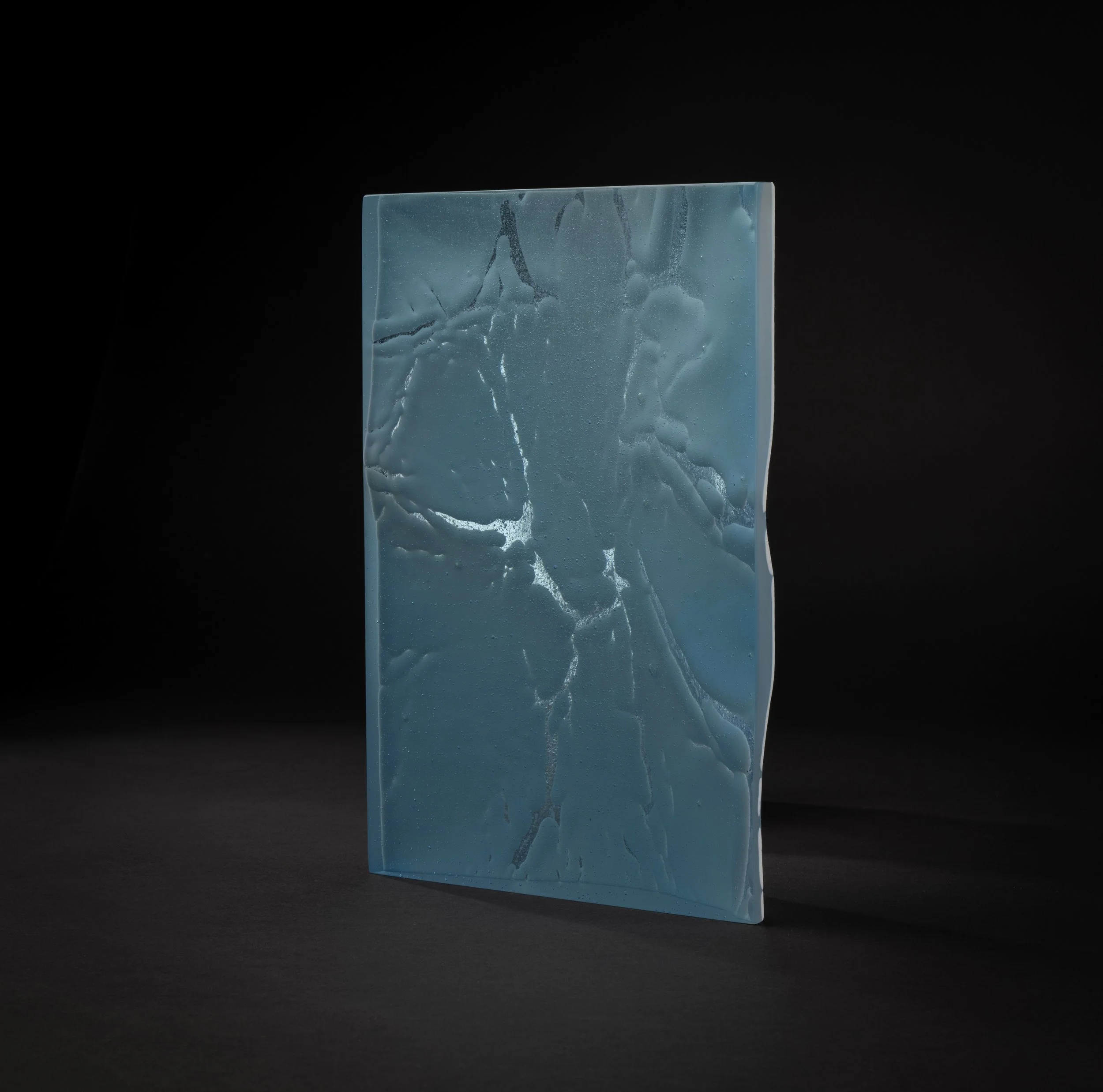 SOLD 
Aqua Profundum II (2024)  Kiln Formed and Hand Ground Glass, 29 cm H x 19.5 cm W x 6.5 cm D 