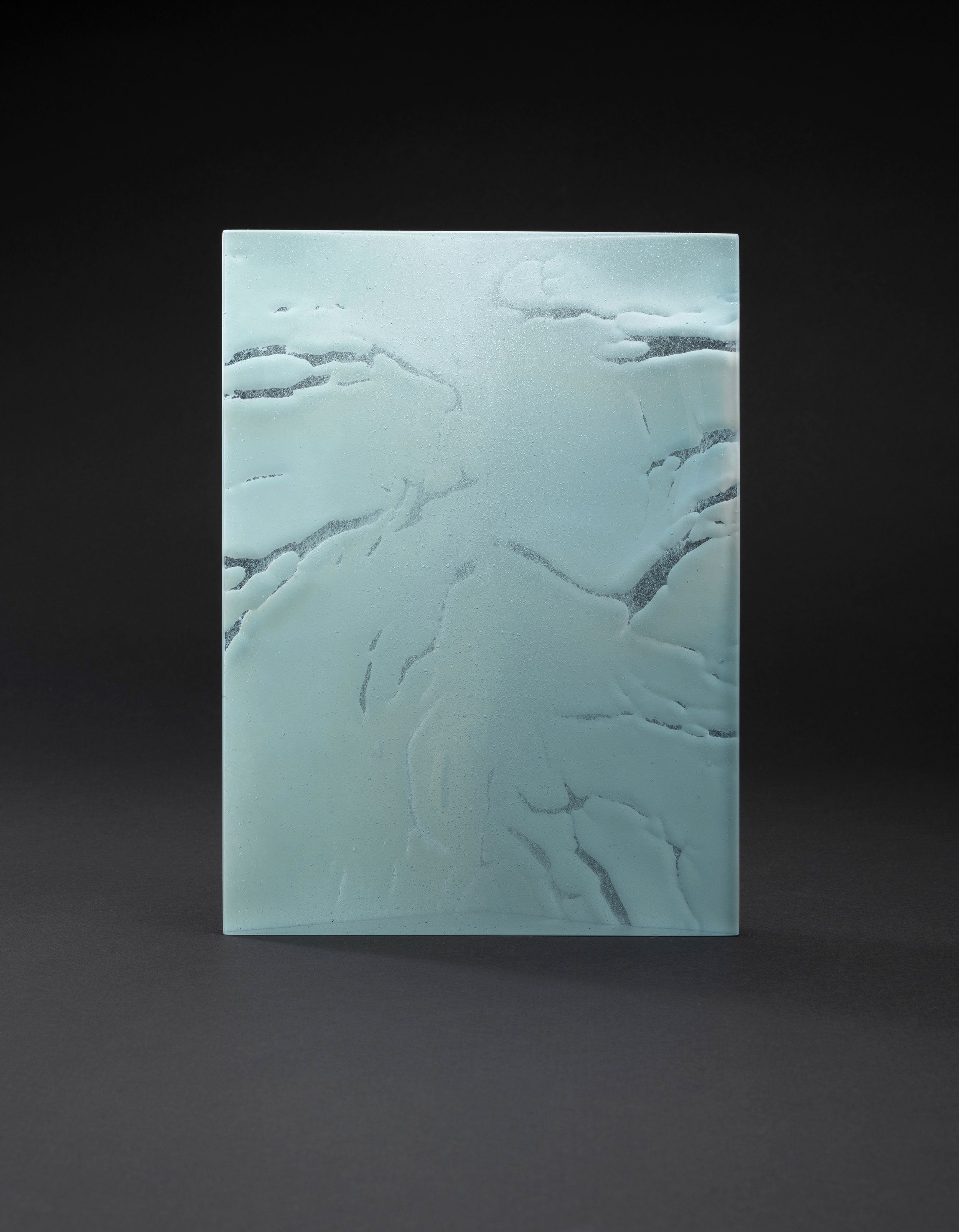 Glacialis Profundum (2023) Kiln Formed and Hand Ground Glass, 28 cm H x 20 cm W x 7 cm D

