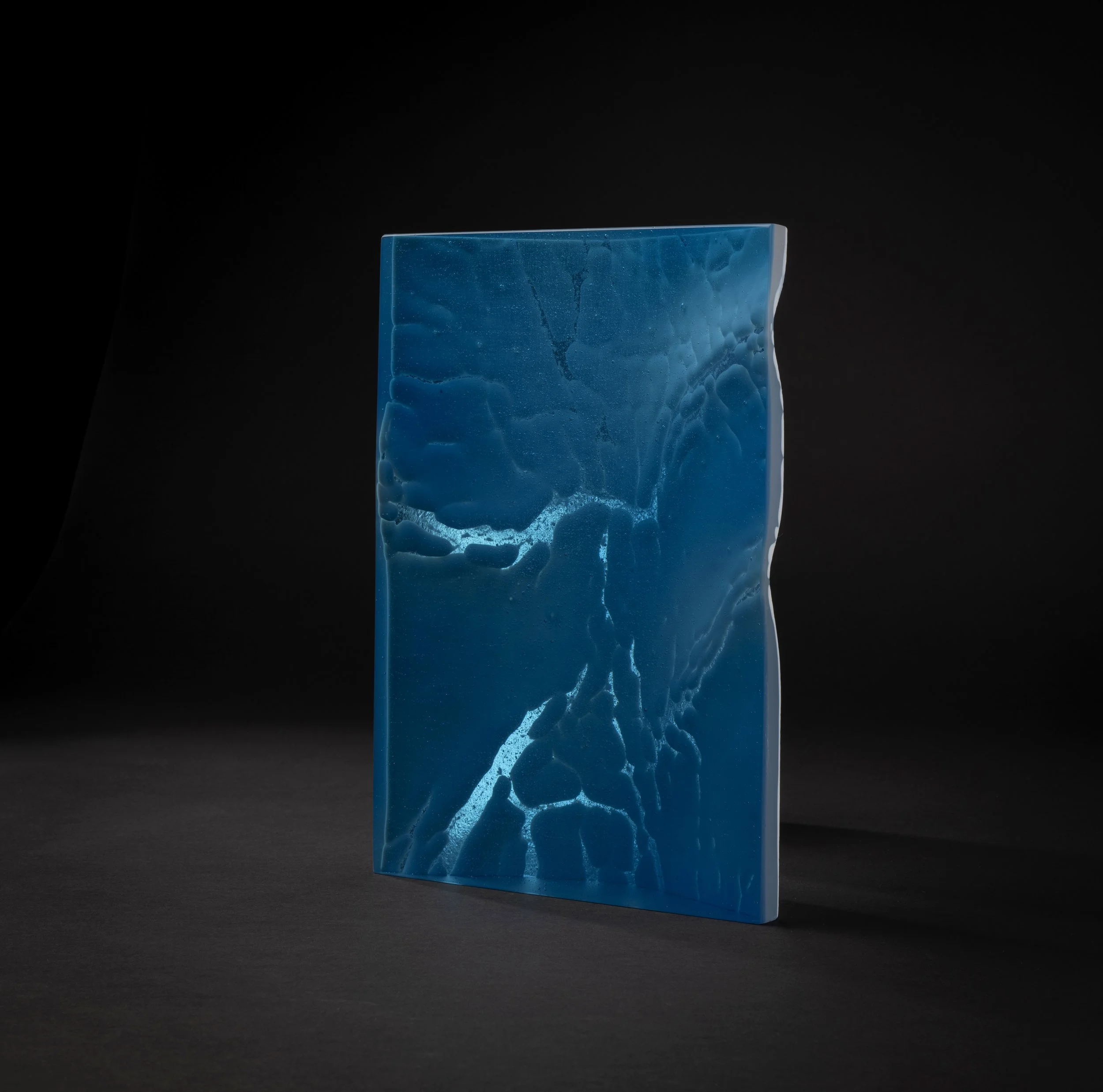 SOLD 
Aqua Profundum I (2024)  Kiln Formed and Hand Ground Glass, 27 cm H x 19.5 cm W x 6.5 cm D