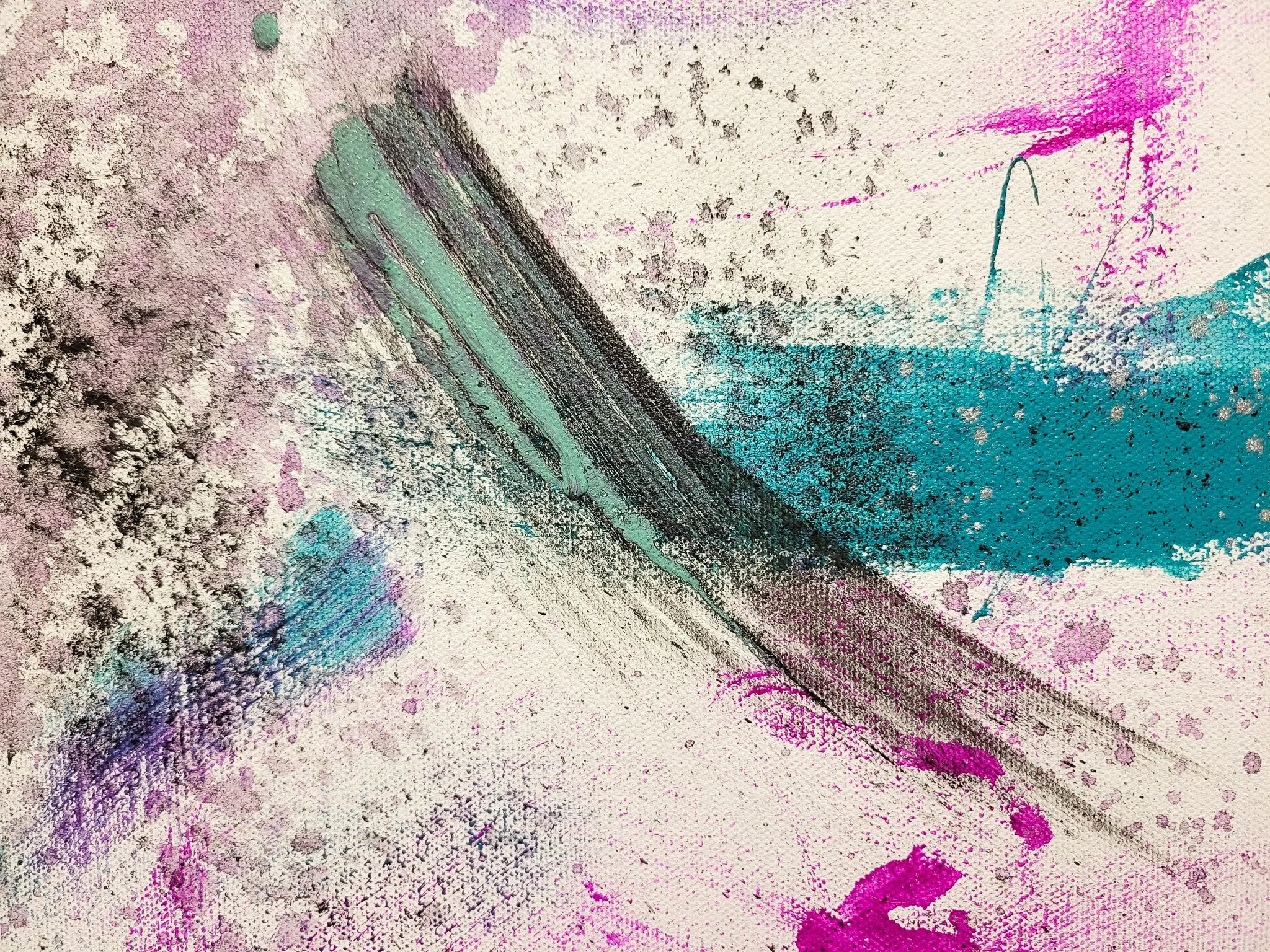 Everyone seeing this is alive. - cosmetics on canvas (detail)