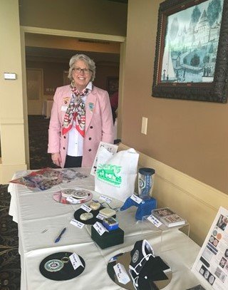 Andrea Michaelson, Associate Trustee Sulgrave Manor, with trunk show items