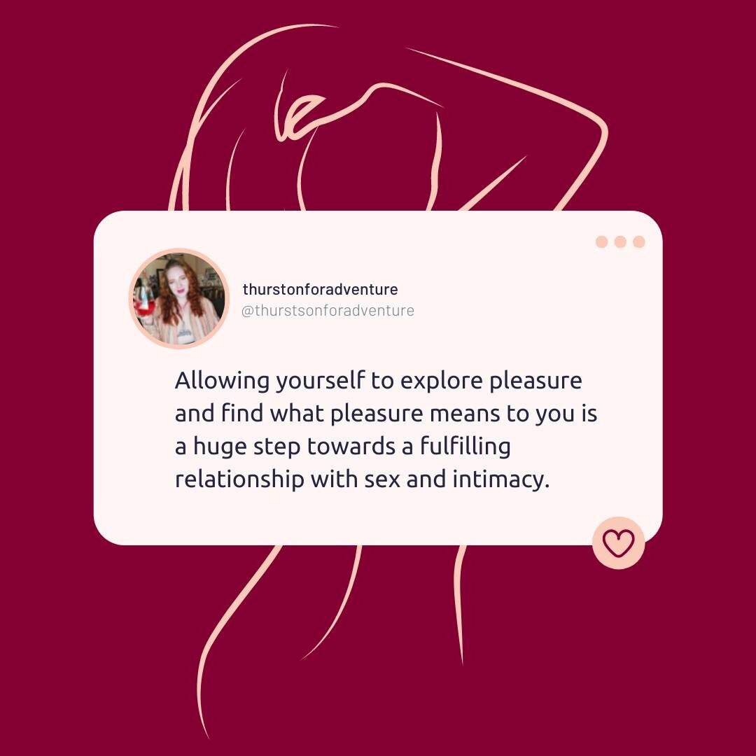 We live in a world of instant gratification while at the same time denying our pleasure and exploring what pleasure means and feels like to us. Allowing yourself to do this changed so much in my relationship with sex and intimacy. 

Here's some of wh