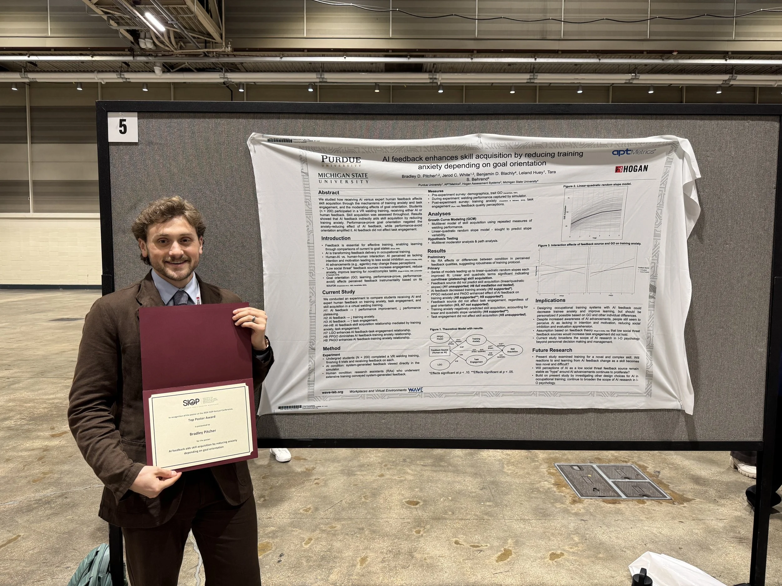 WAVE alum Dr. Brad Pitcher presents his dissertation at the SIOP 2026 Top Poster reception. Congrats Brad!