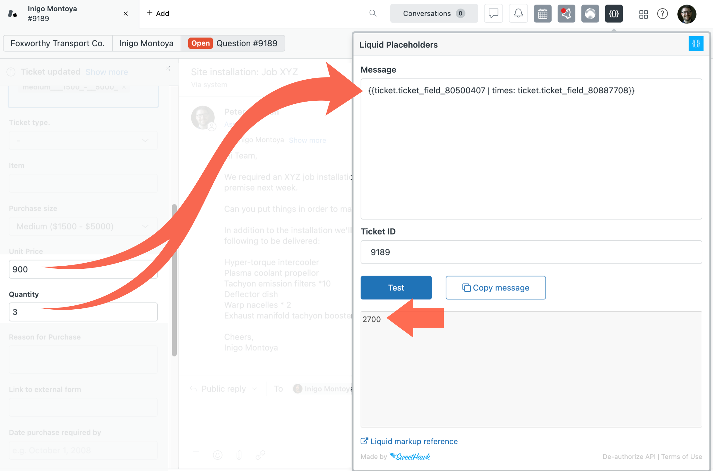 Zendesk Placeholders App Zendesk Liquid Placeholders Liquid Markup SweetHawk Apps