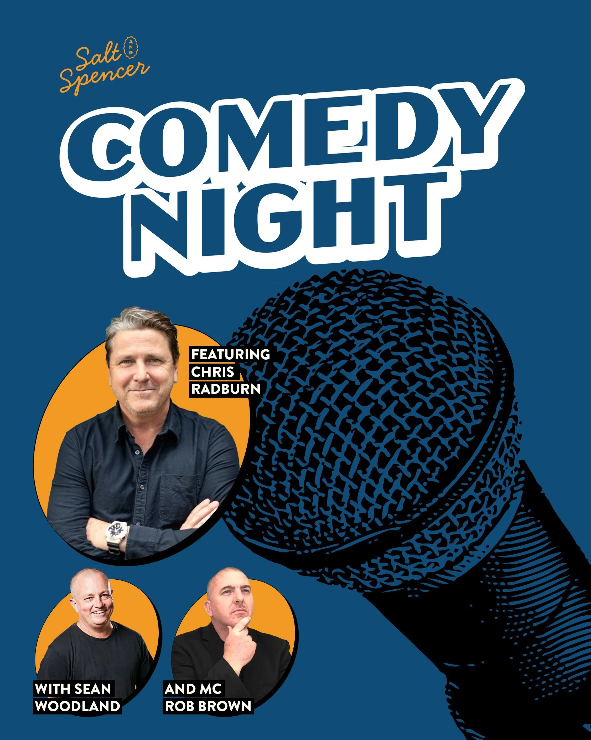 Get ready for a massive night of stand-up comedy at @saltandspencermollymook ! 🎤 😆 Bring your mates and settle in for an evening of huge laughs.

🗓️ Saturday 6th June
🕢 Doors open 7:30pm | Show starts 8pm
🎟️ $35 per person

BOOK NOW | via the we