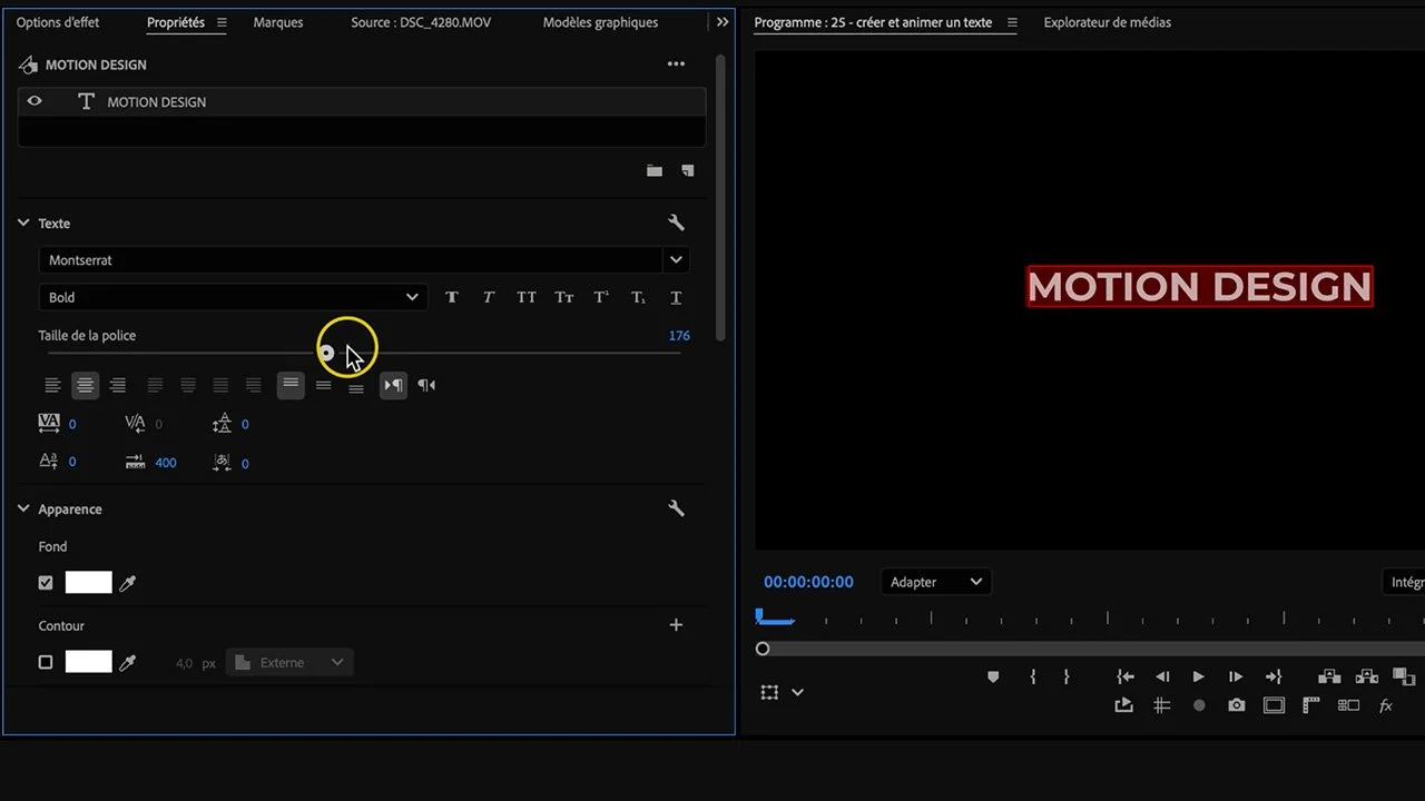 panneau Propriétés Premiere Pro édition texte typographie 2026 - Tuto Premiere