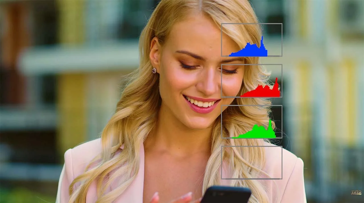 histogramme RGB exposition caméra tournage vidéo canal bleu sous-exposé