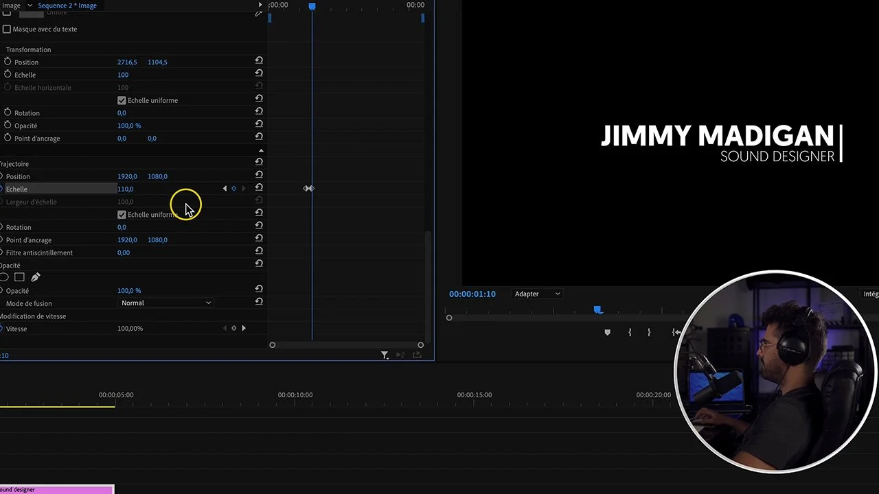 lower third Premiere Pro responsive design cartouche nom fonction animation texte