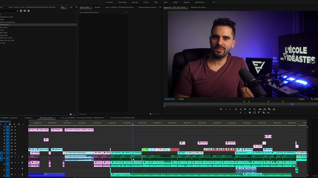 erreurs de montage vidéo Premiere Pro débutant à éviter 2026 - Kévin Mendiboure École des Vidéastes