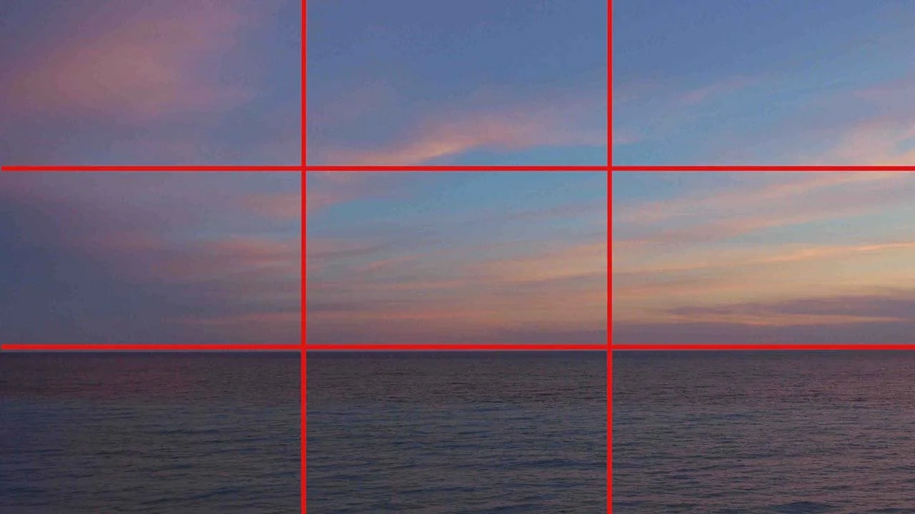 composition image règle des tiers grille tournage vidéo horizon tiers inférieur