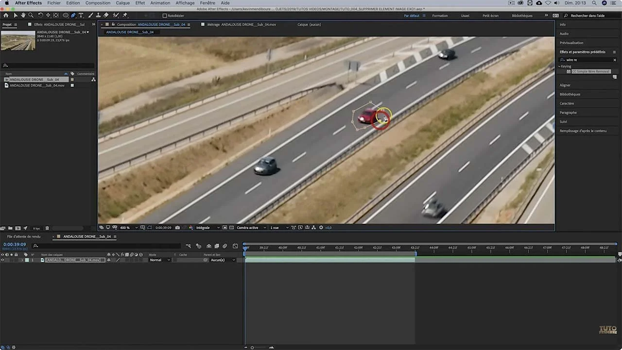 tracking After Effects suppression élément vidéo professionnel - Tuto Premiere Kévin Mendiboure