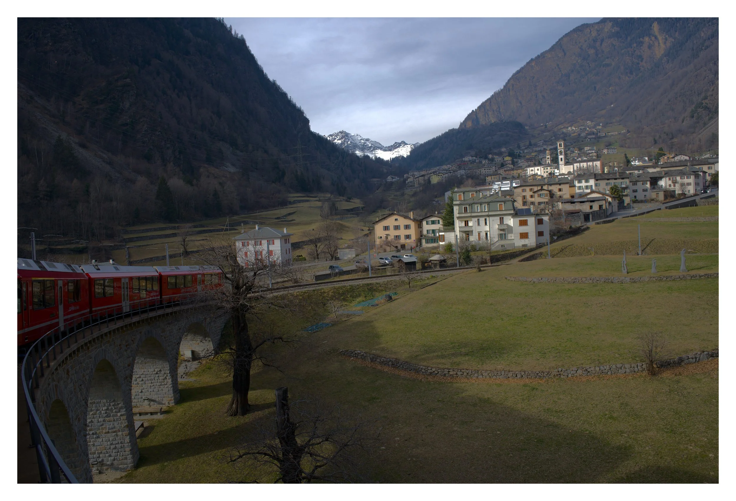 UNESCO Rhaetian Railway Albula/Bernina Express; Location@ Swiss Engadin Alps Brusio