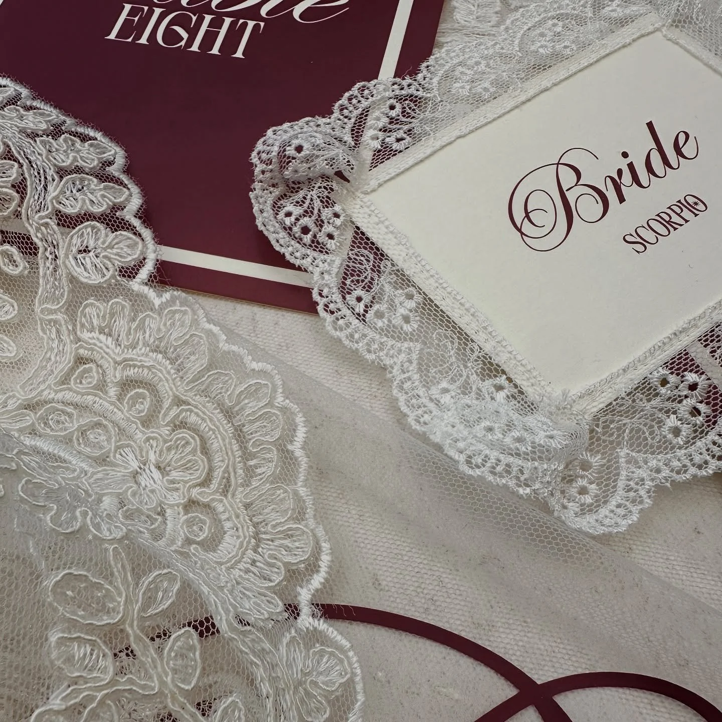 All about the gorgeous lace details and sumptuous, rich tones for E &amp; R 🤍 What an absolute dream!! 

#laceweddinginvitations #laceweddingstationary #trendingweddingstyles #lavishwedding #laceweddingsign #weddingstationeryuk #laceplacecards #autu