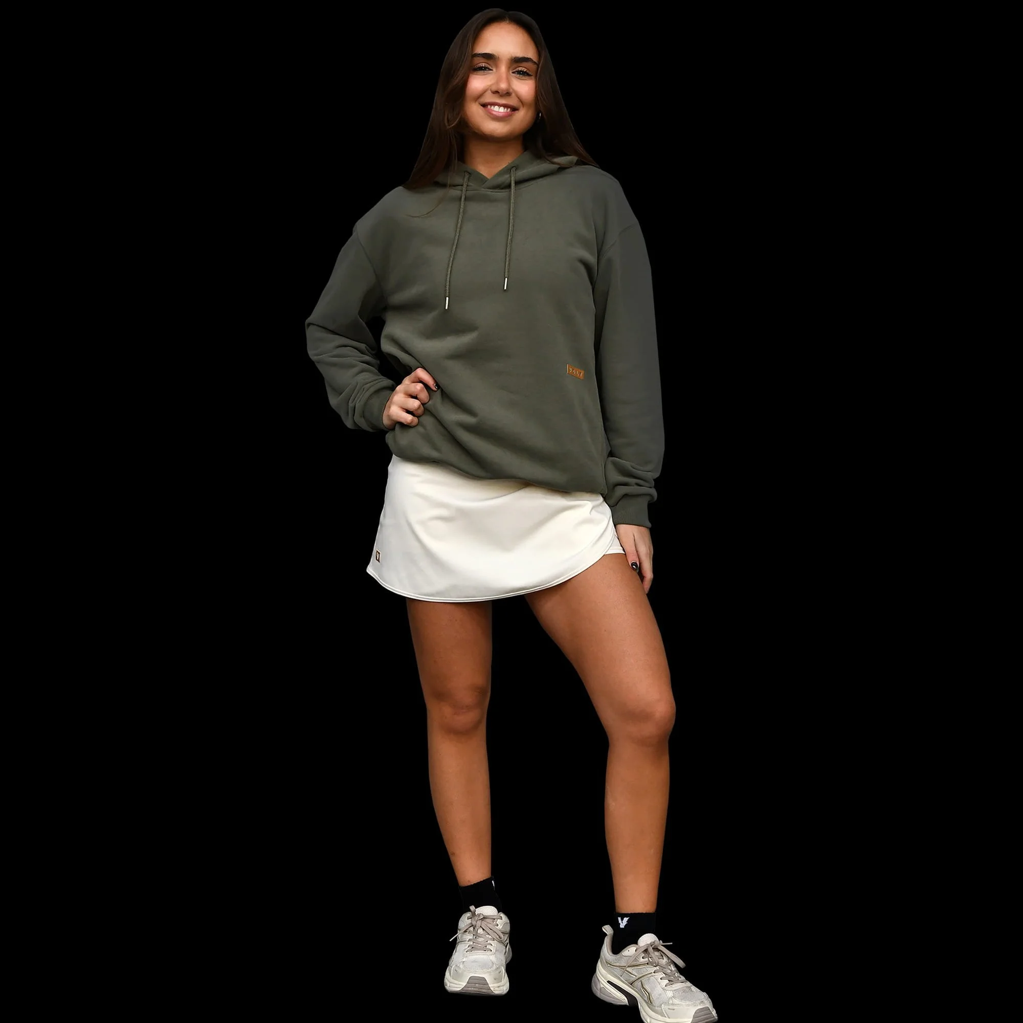Volt Hoodie Green & Gold full body front view (Women)