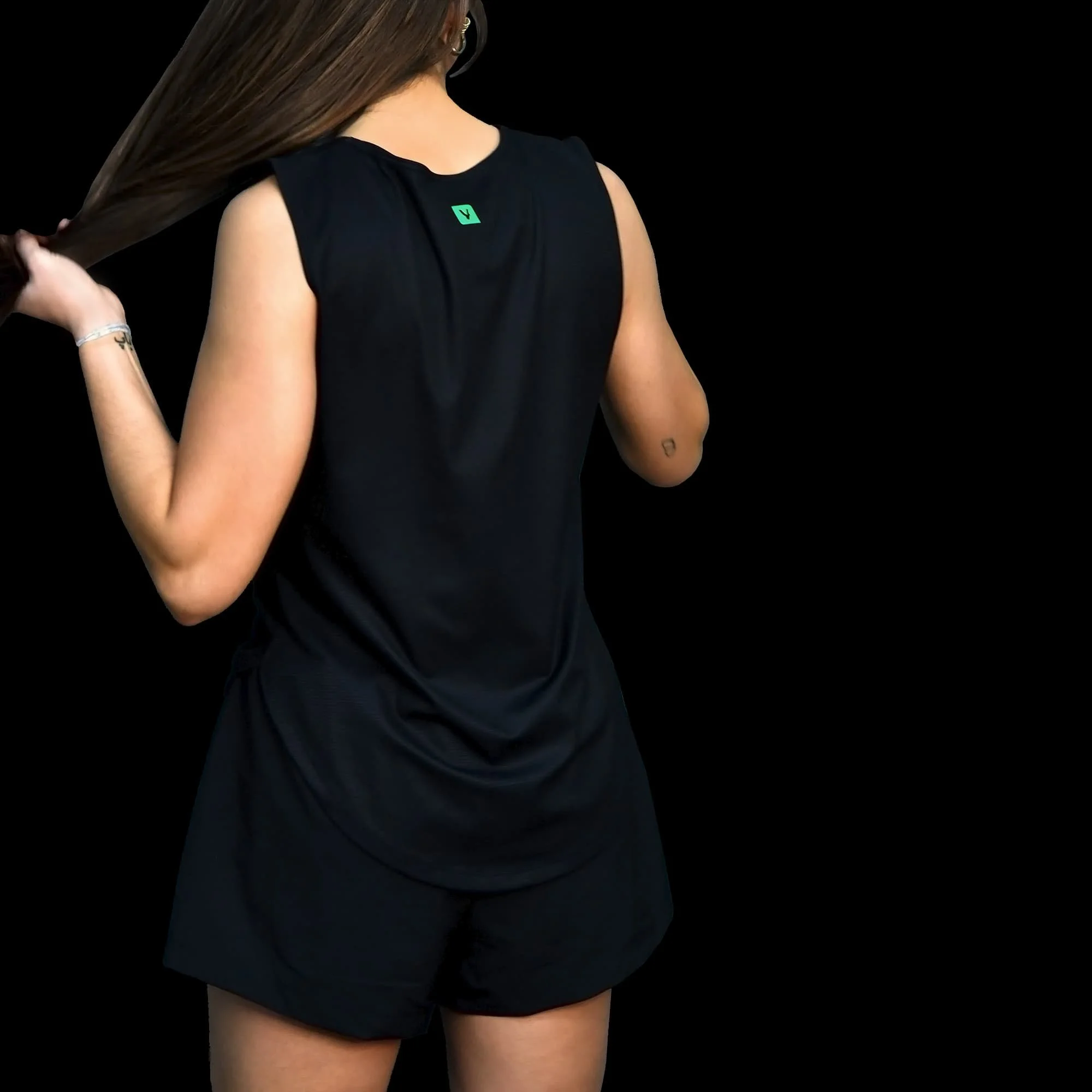 Volt Performance Relaxed Tank Top Black & Neon Green viewed from the back
