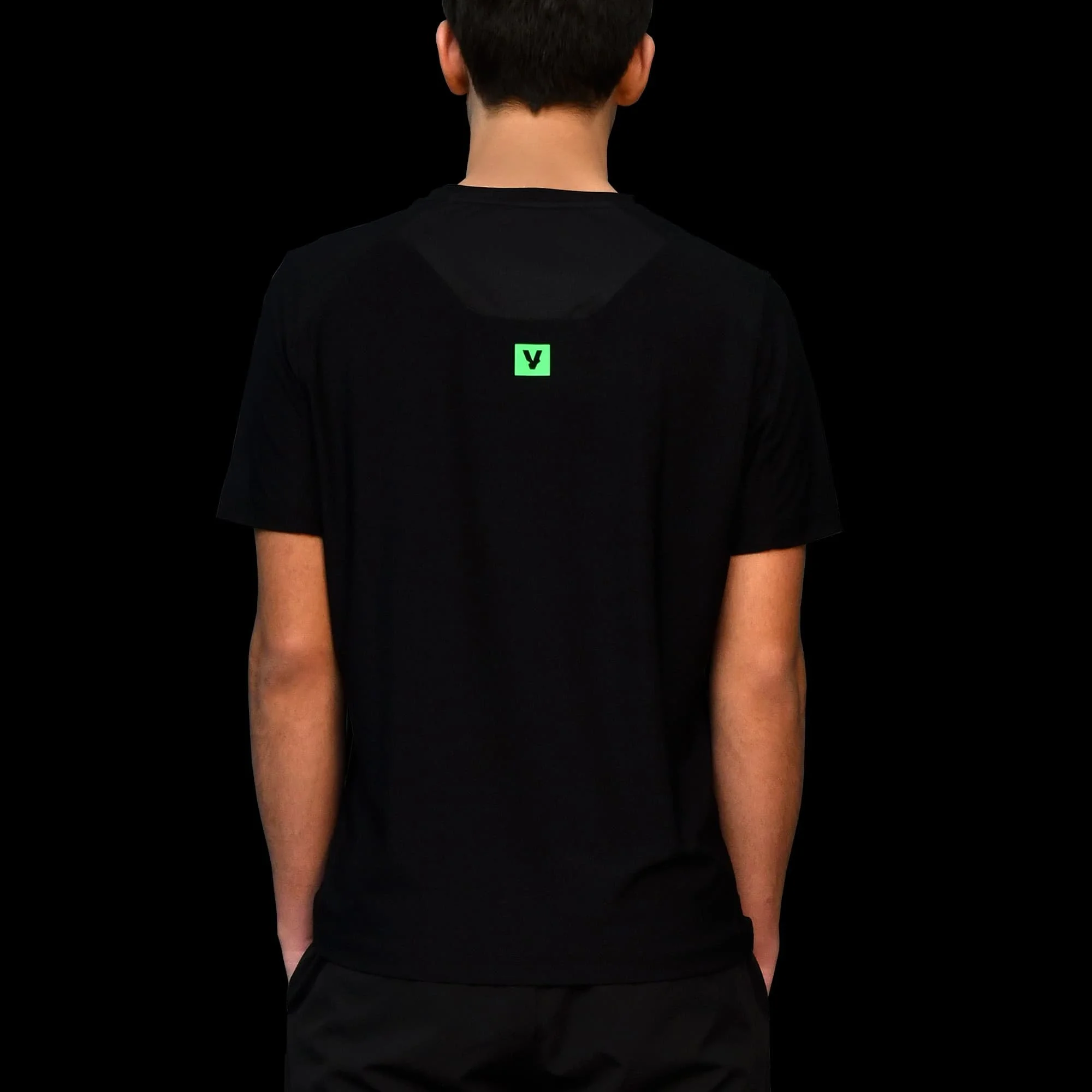 Volt Performance T-Shirt Black & Neon Green viewed from the back