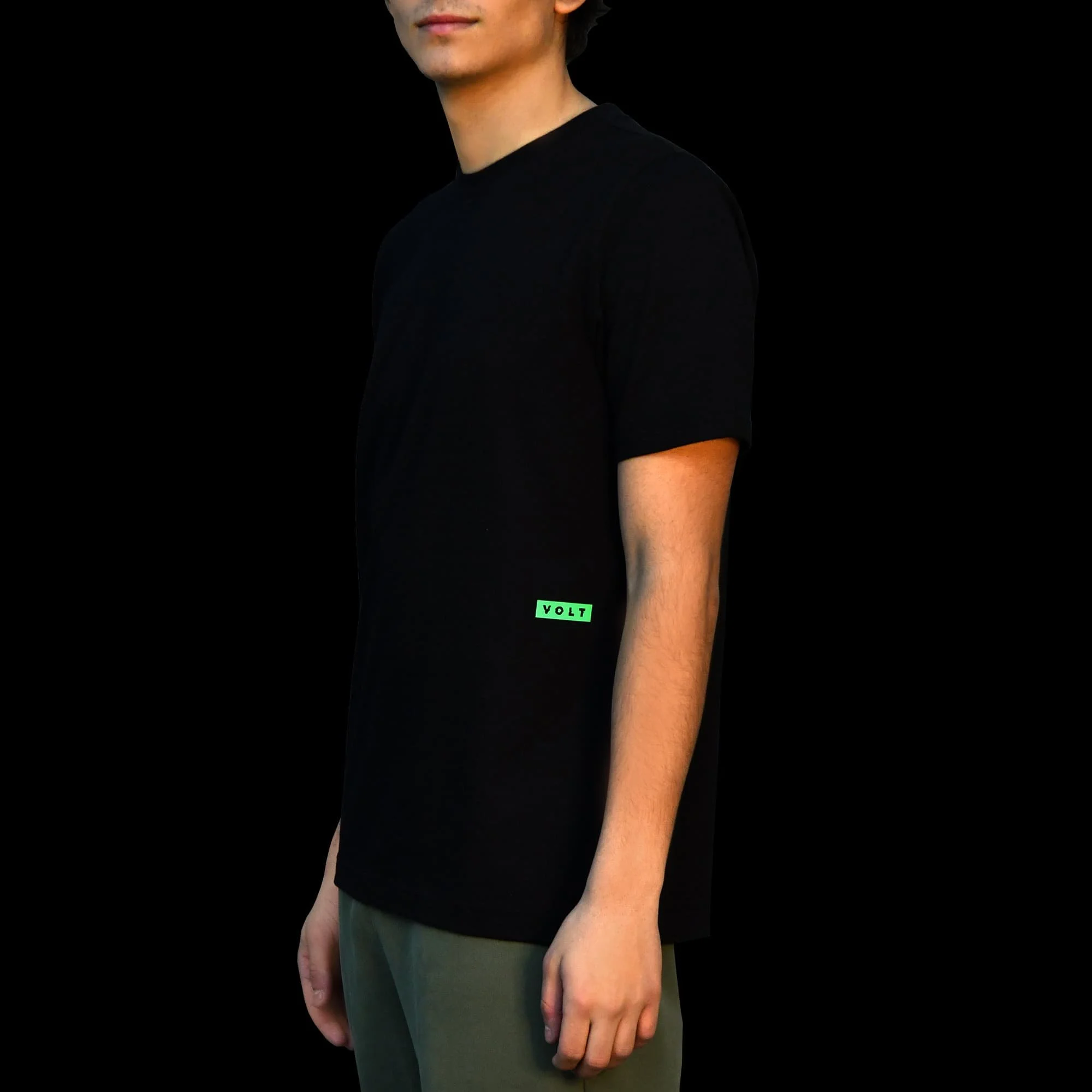 Volt Casual T-Shirt Black V viewed from the side