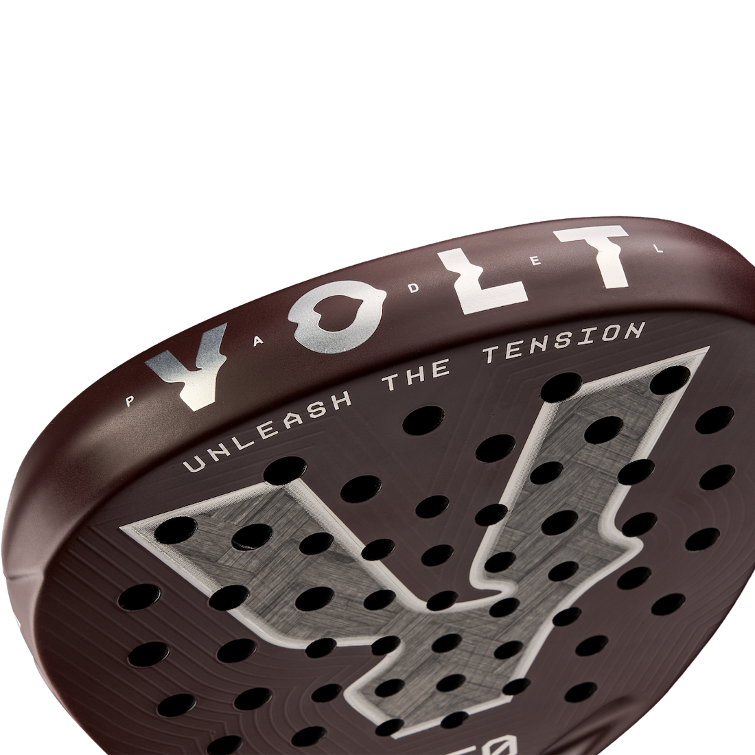 Secondary top detail of the VOLT 950 v5 padel racket, highlighting the build quality and performance-focused finish.