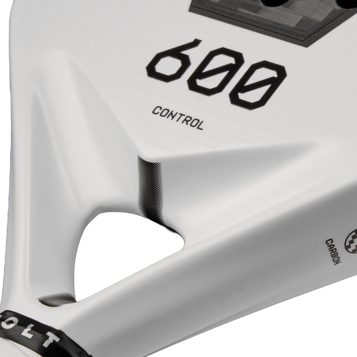 Heart detail of the VOLT 600 v5 padel racket, revealing the updated heart structure designed for stability and comfort.