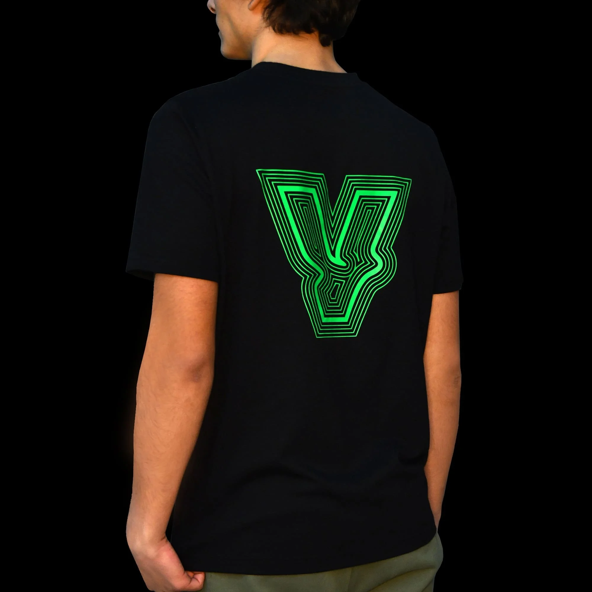 Volt Casual T-Shirt Black V viewed from the back