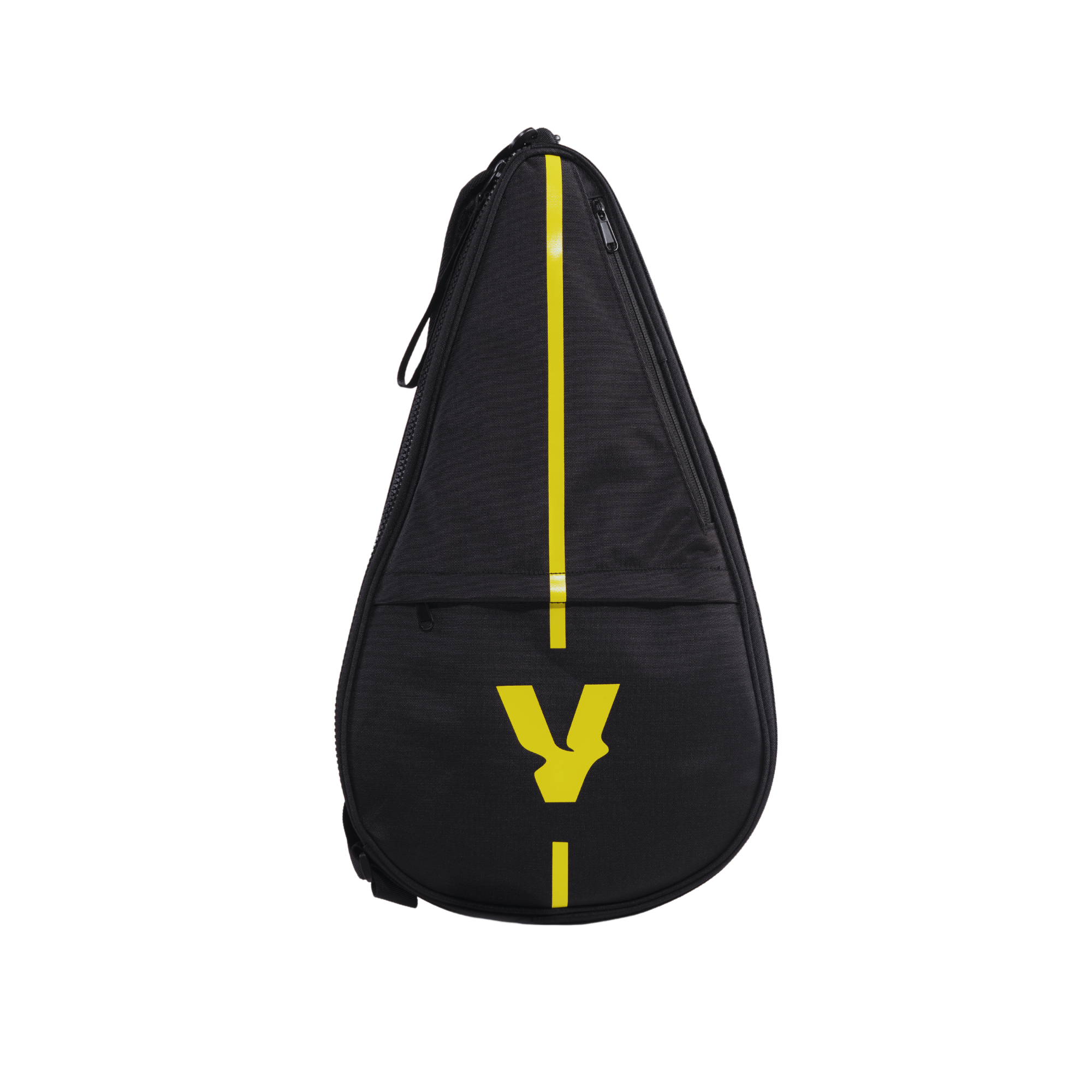 Protective cover for the VOLT padel racket, in black with a yellow Volt logo and side zipper.