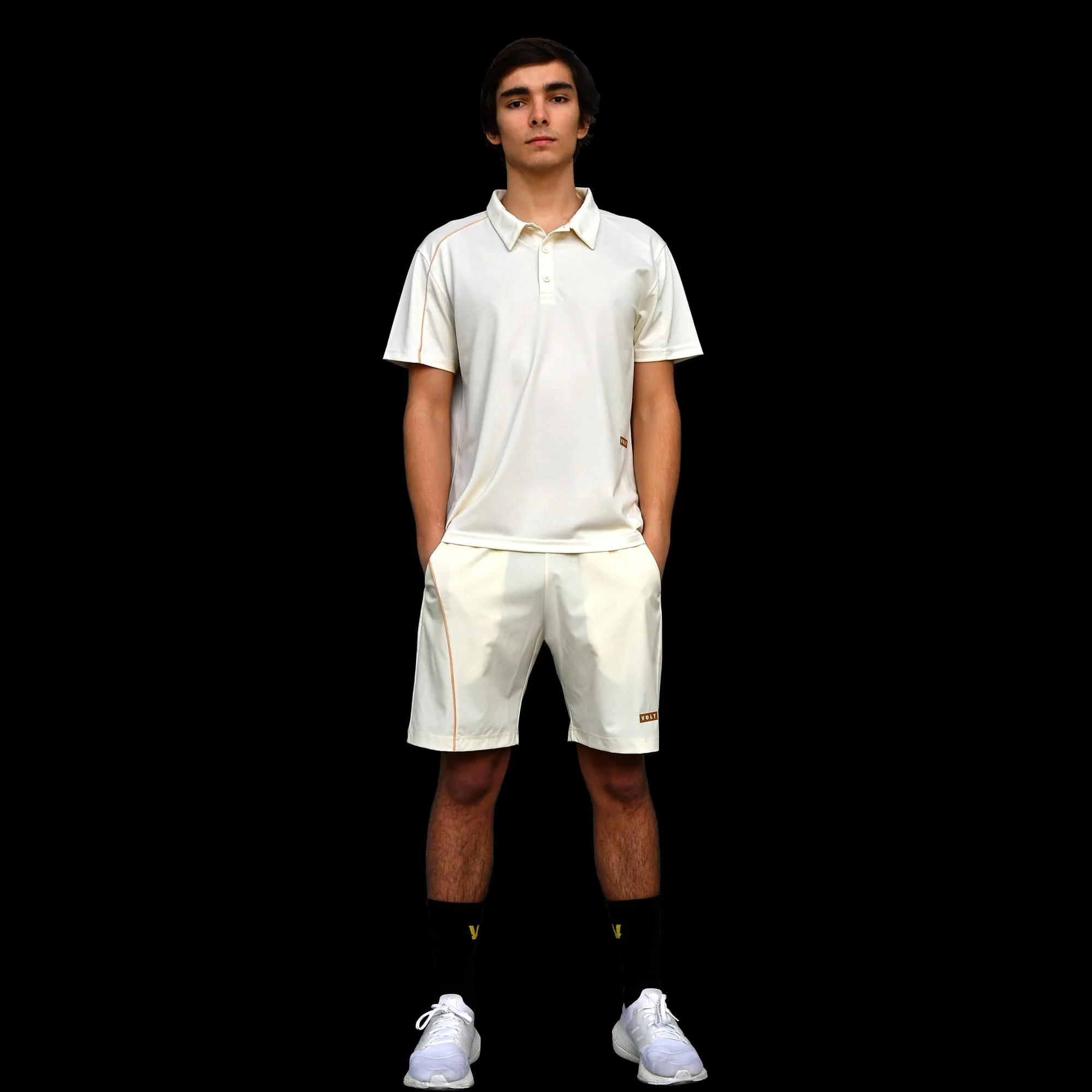 Volt Performance Shorts Beige & Gold viewed from the front