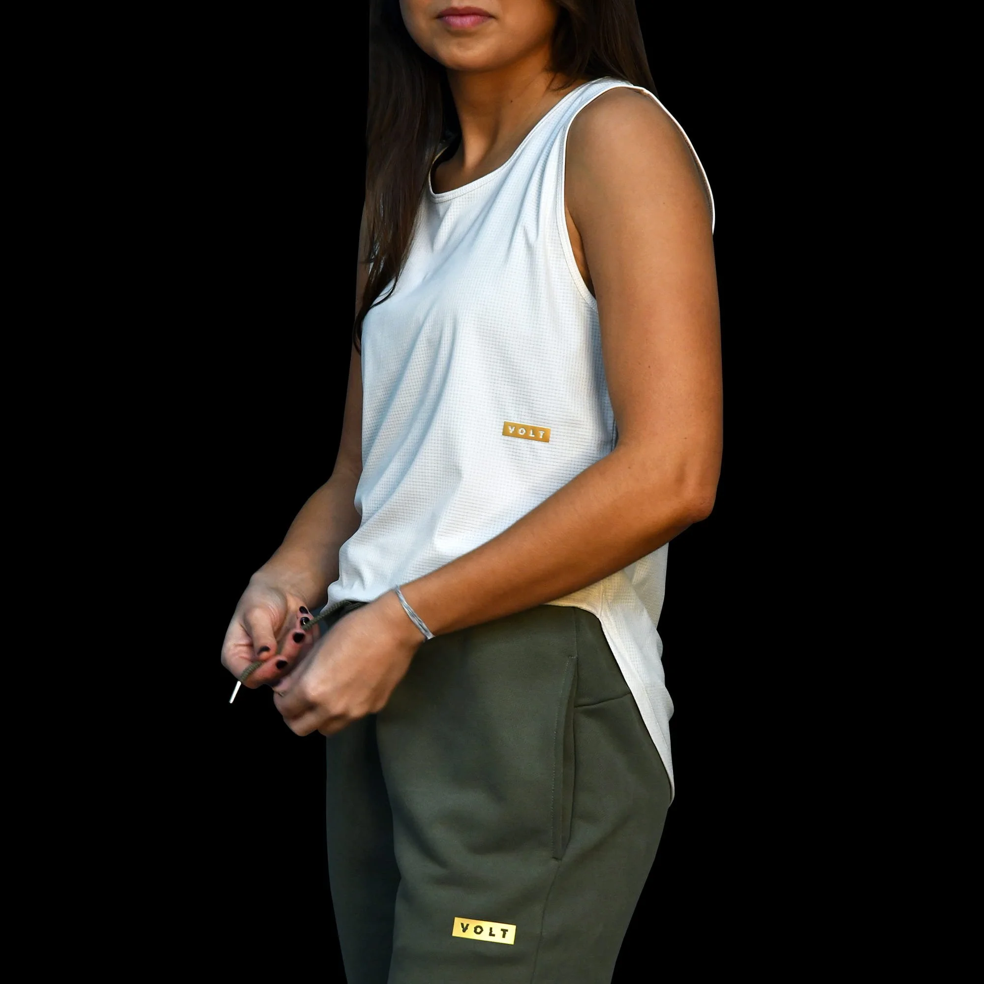 Volt Joggers Green & Gold side detail view (Women)