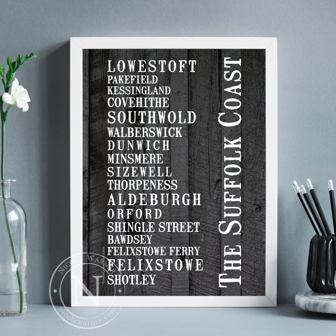 The Suffolk Coast Art Print white frame Nicola Warner.jpg