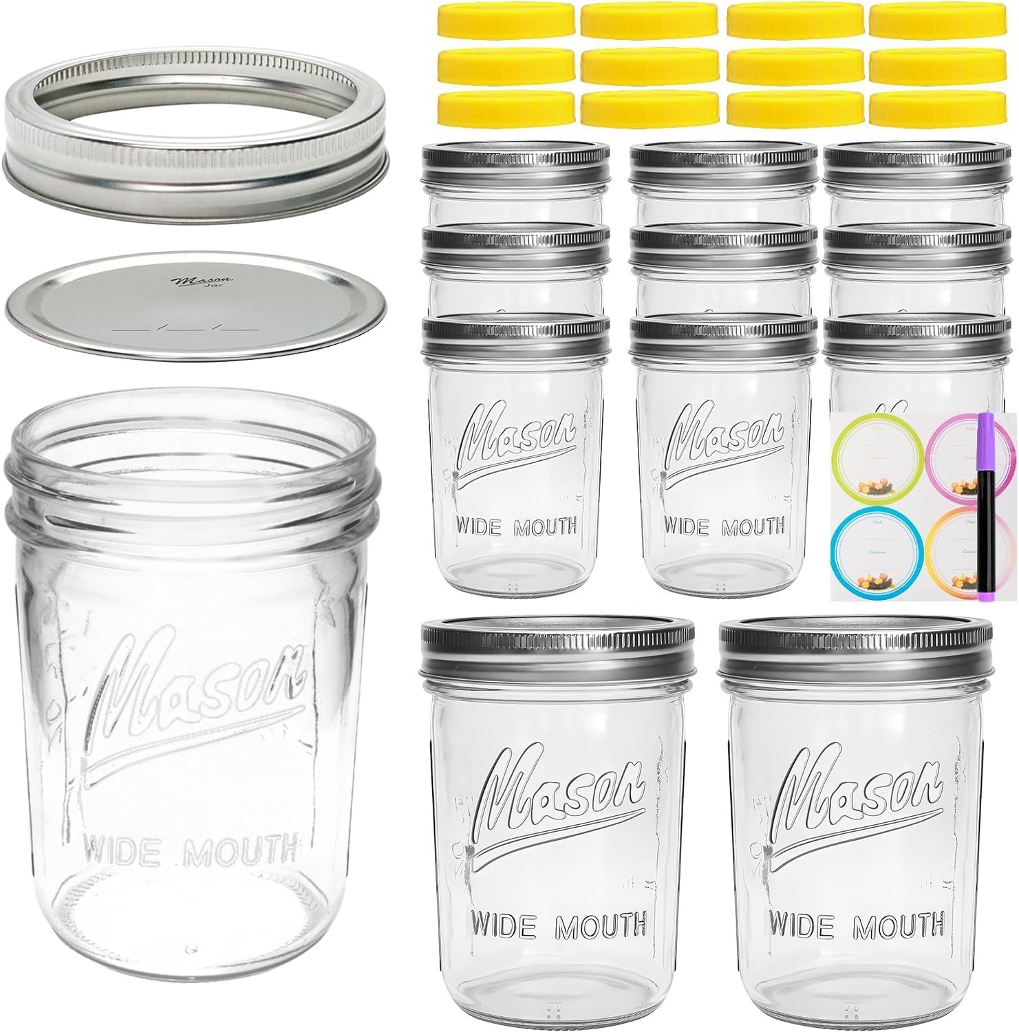 12 pack of 16 oz mason jars with lids are perfect for storage your afternoon shake in the fridge!