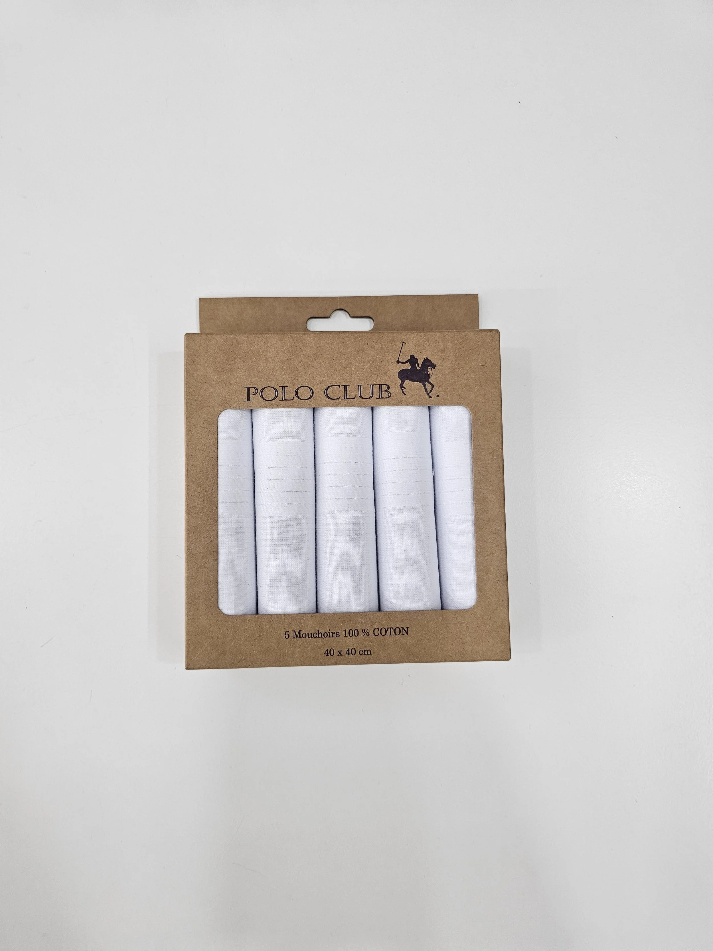 Handkerchiefs cotton  Polo Club White Collection * 5pcs