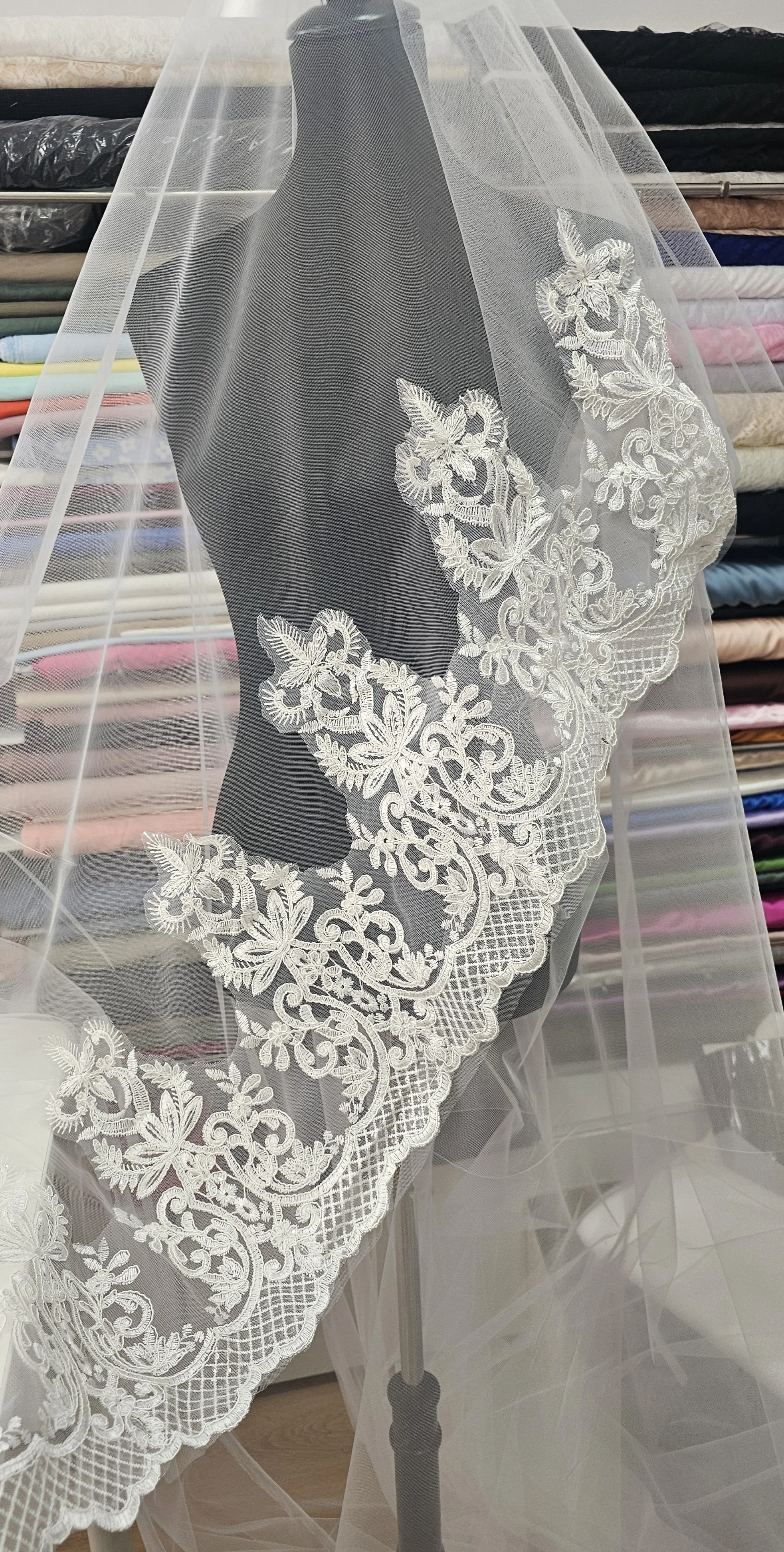 Embroidery royal floral border veil wedding trim 30cm