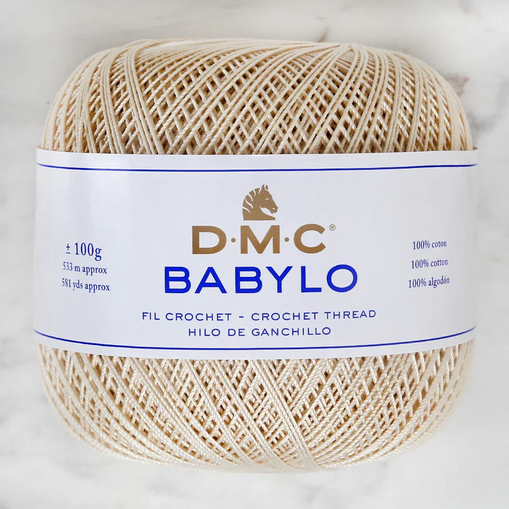DMC BABYLO No.10, CROCHET THREAD WHITE (B5200) 100g, approx 533m.