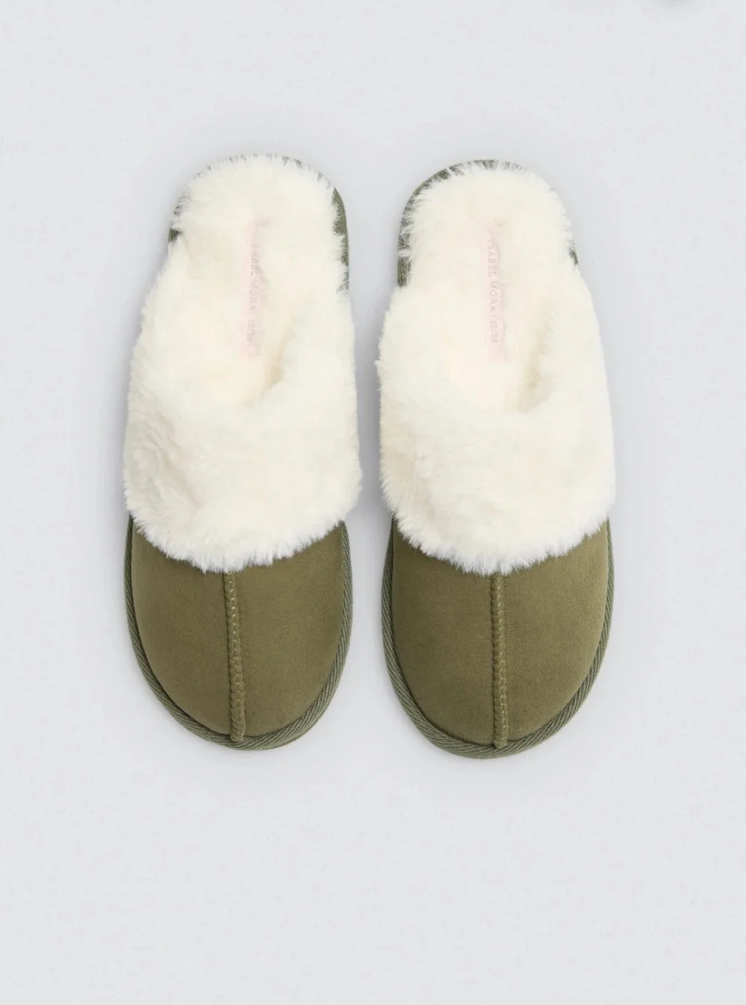 Green fur slippers