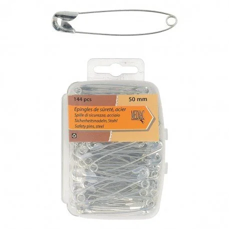 Big Steel Safety Pins - 144 Pcs *50mm size