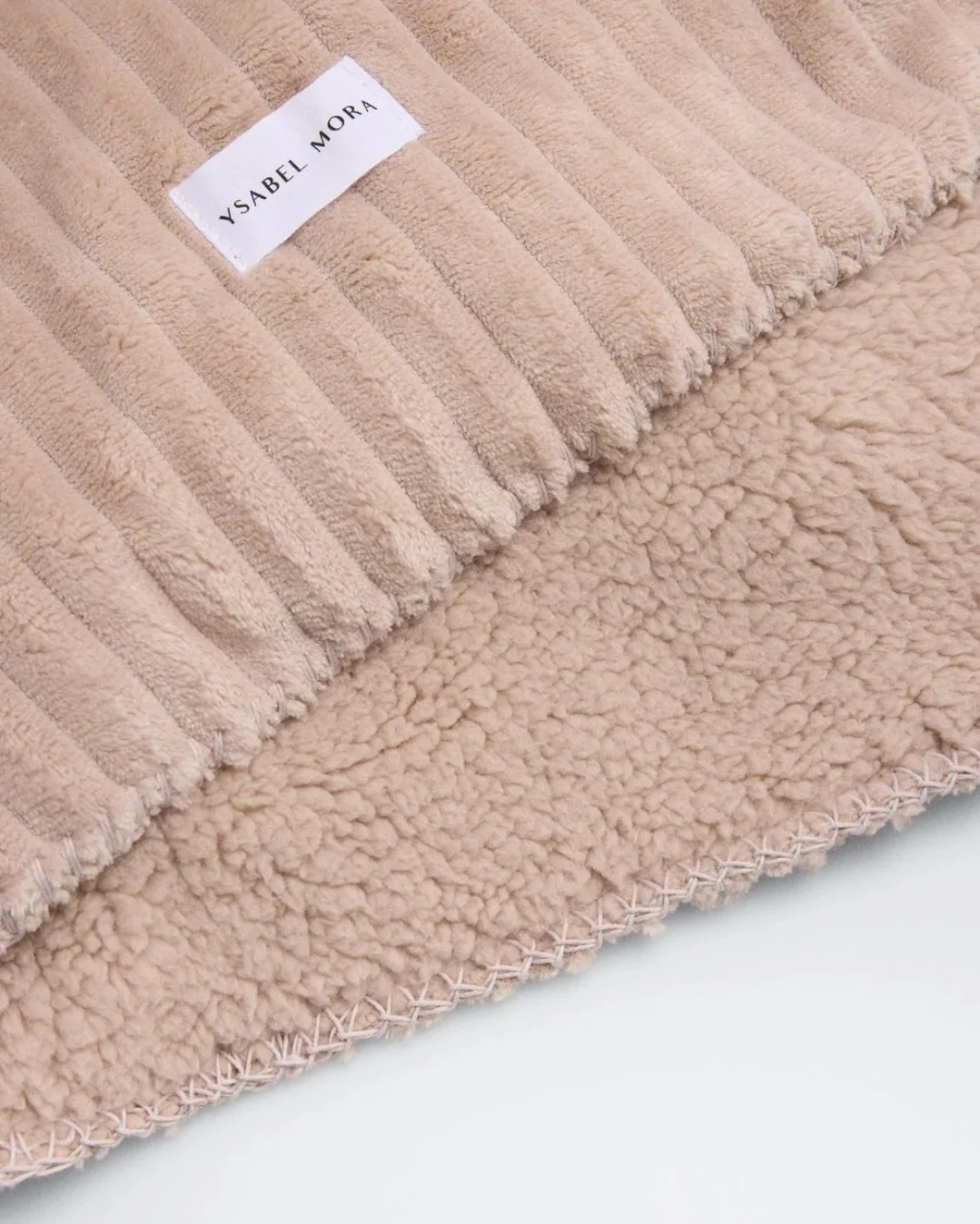 Ribbed and sheepskin fur blanket, 130x160cm