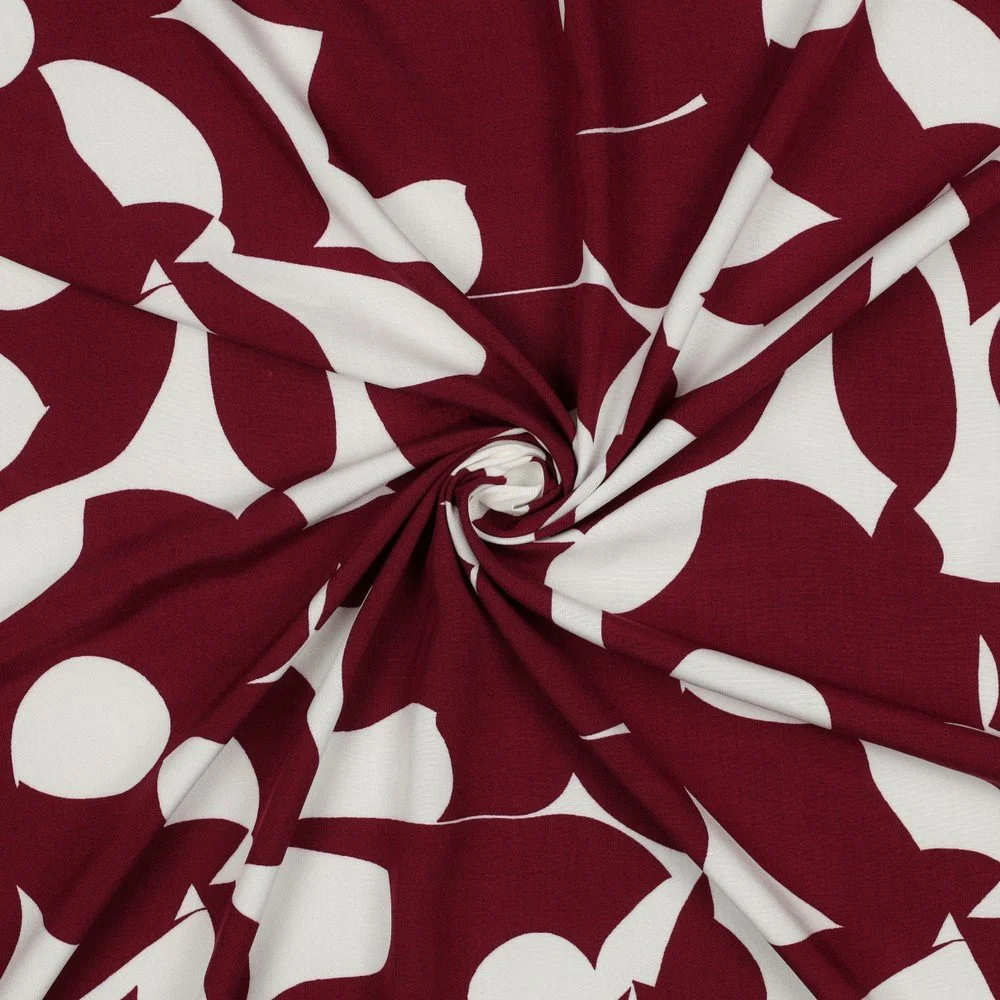 Viscose radiance abstract design in burgundy