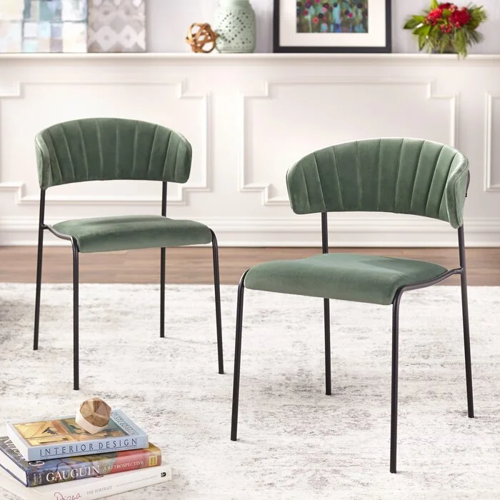 CAISTOR TUFTED VELVET UPHOLSTERED SIDE CHAIR