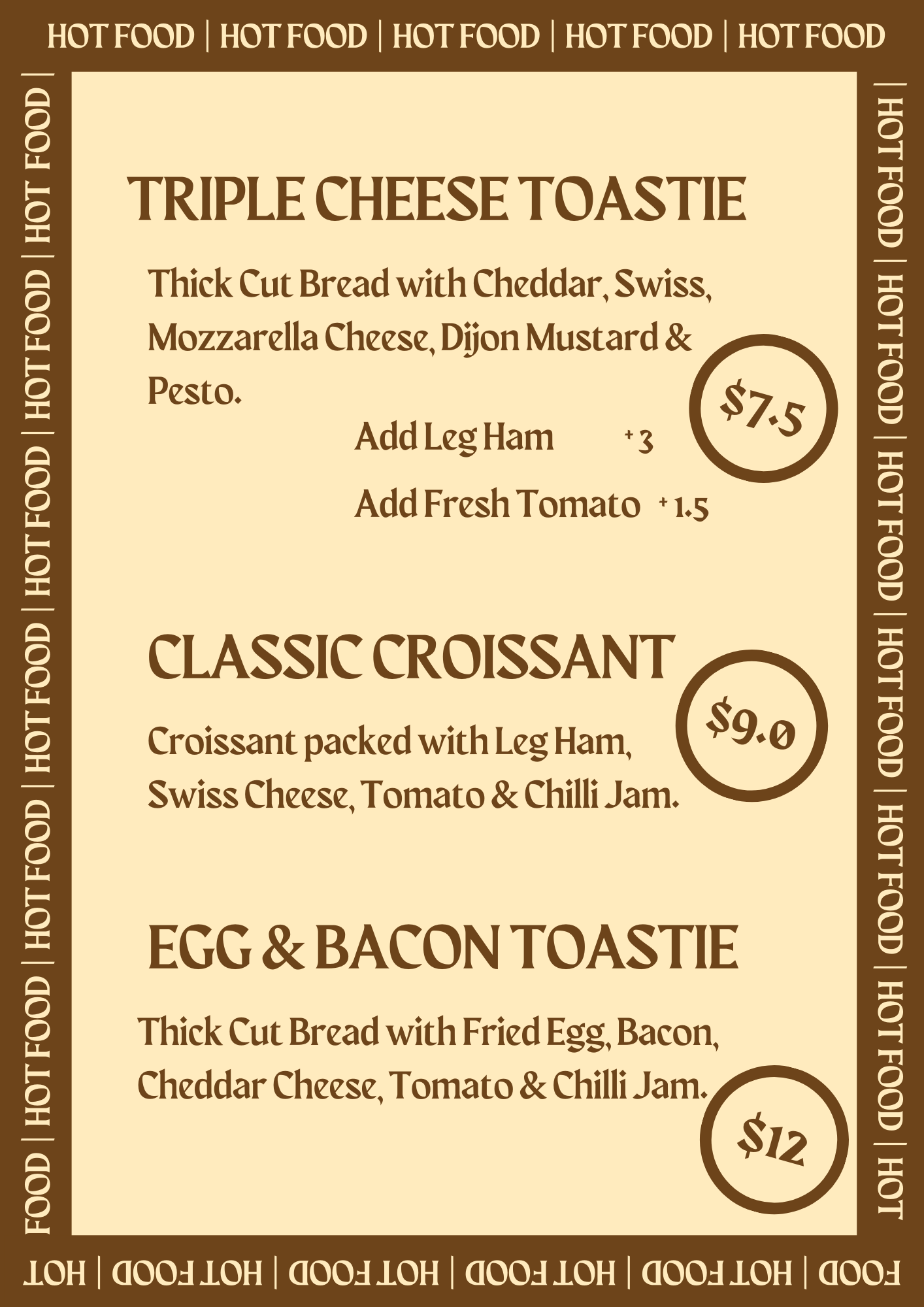 Menu — Frank's Coffee Sa