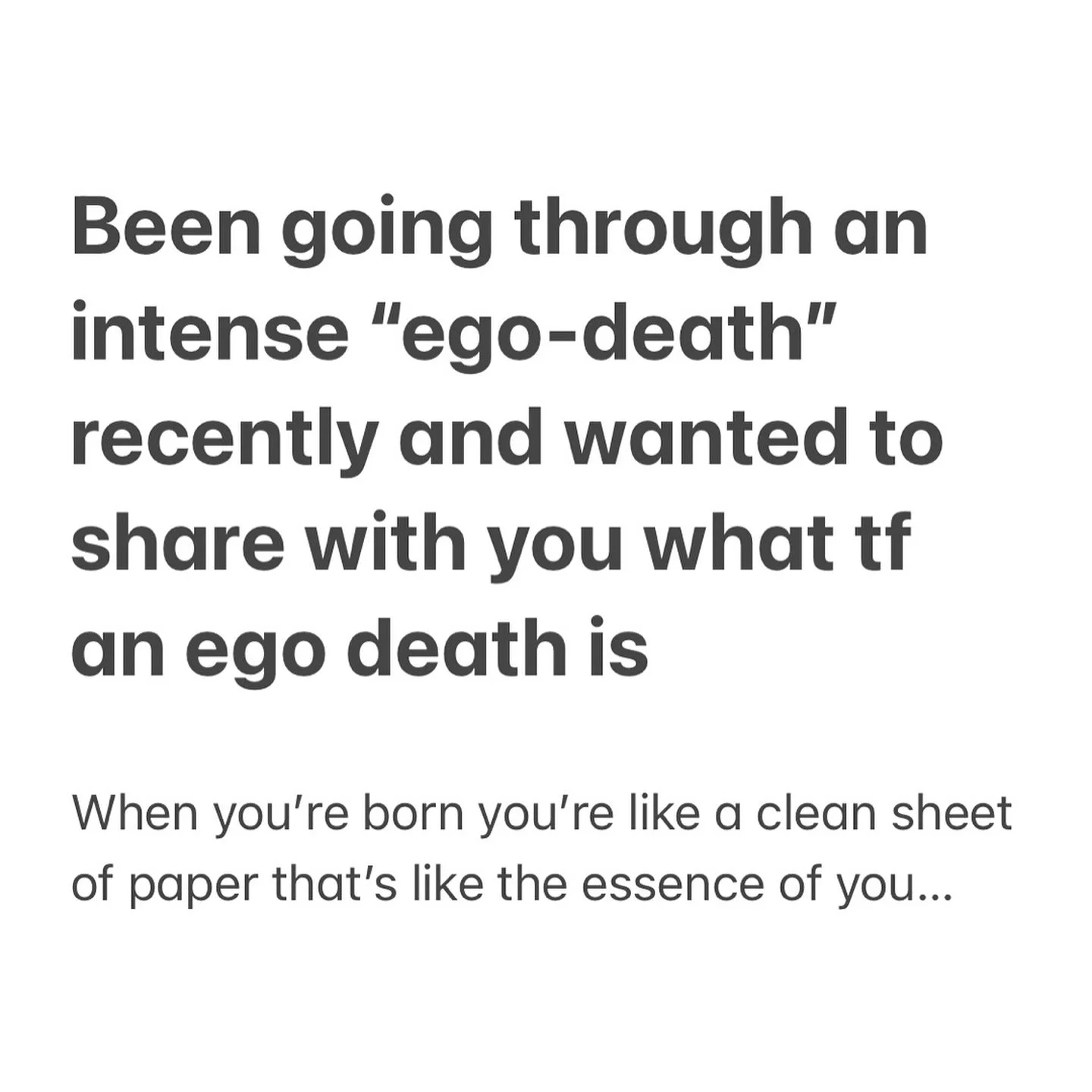 An ego-death can make you feel really discombobulated 

But when it settles it feels like a light sense of ease and contentment that ripples out into the boring, mundane moments of everyday life and make them a bit more magical ✨✨✨

Have you tried an