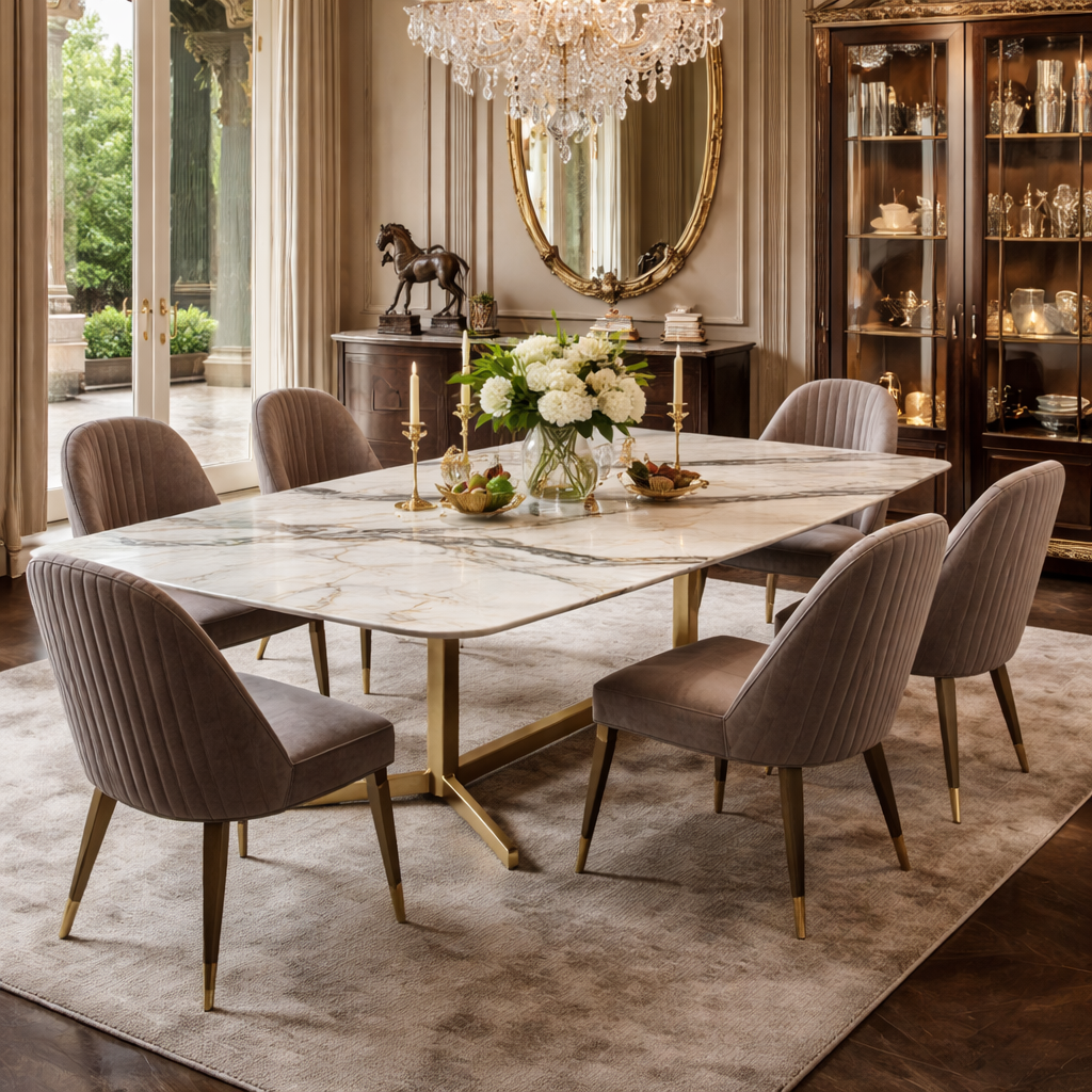 Luxurious dining room with marble table.png