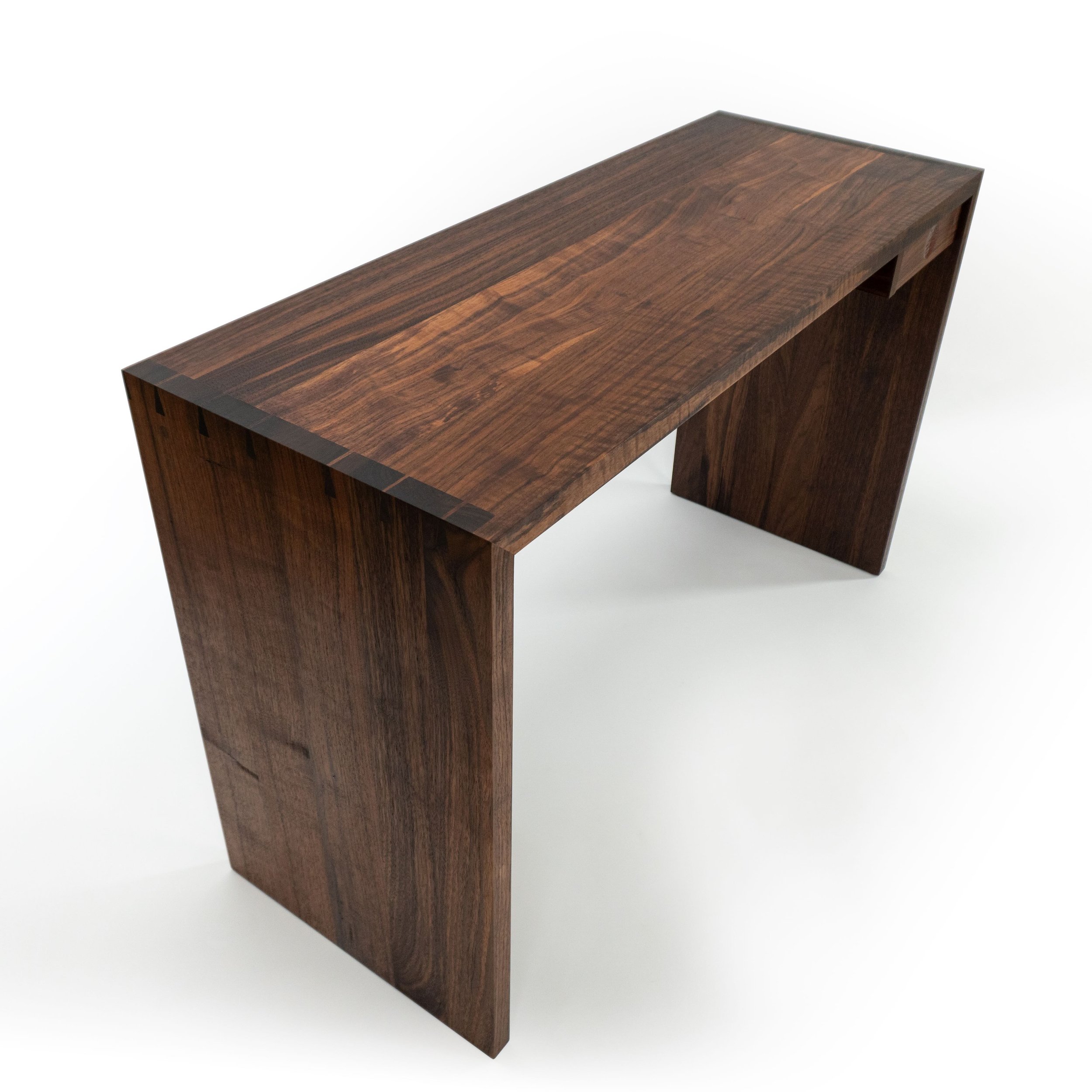 Writing Desk corner in figured walnut