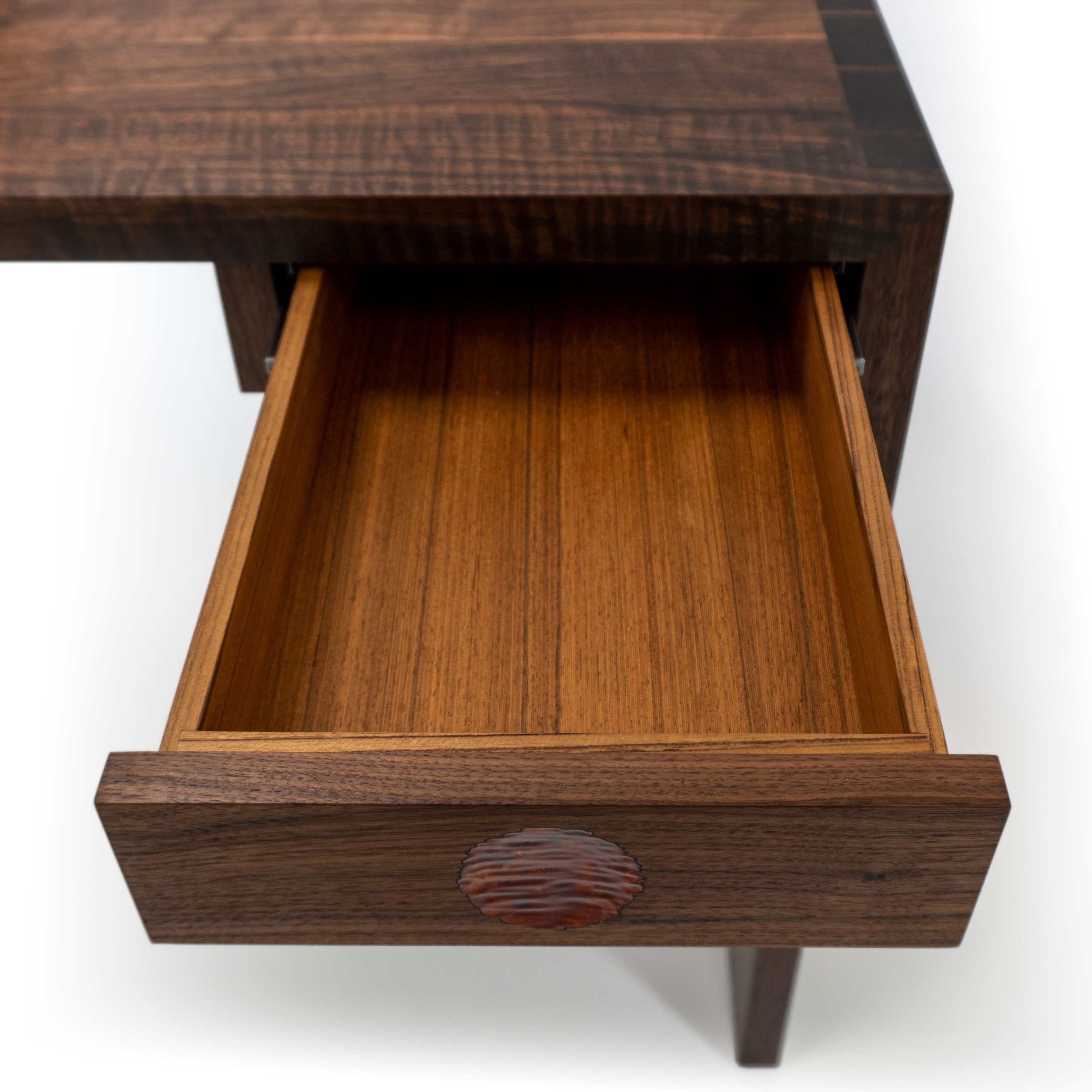 Writing Desk drawer in figured walnut