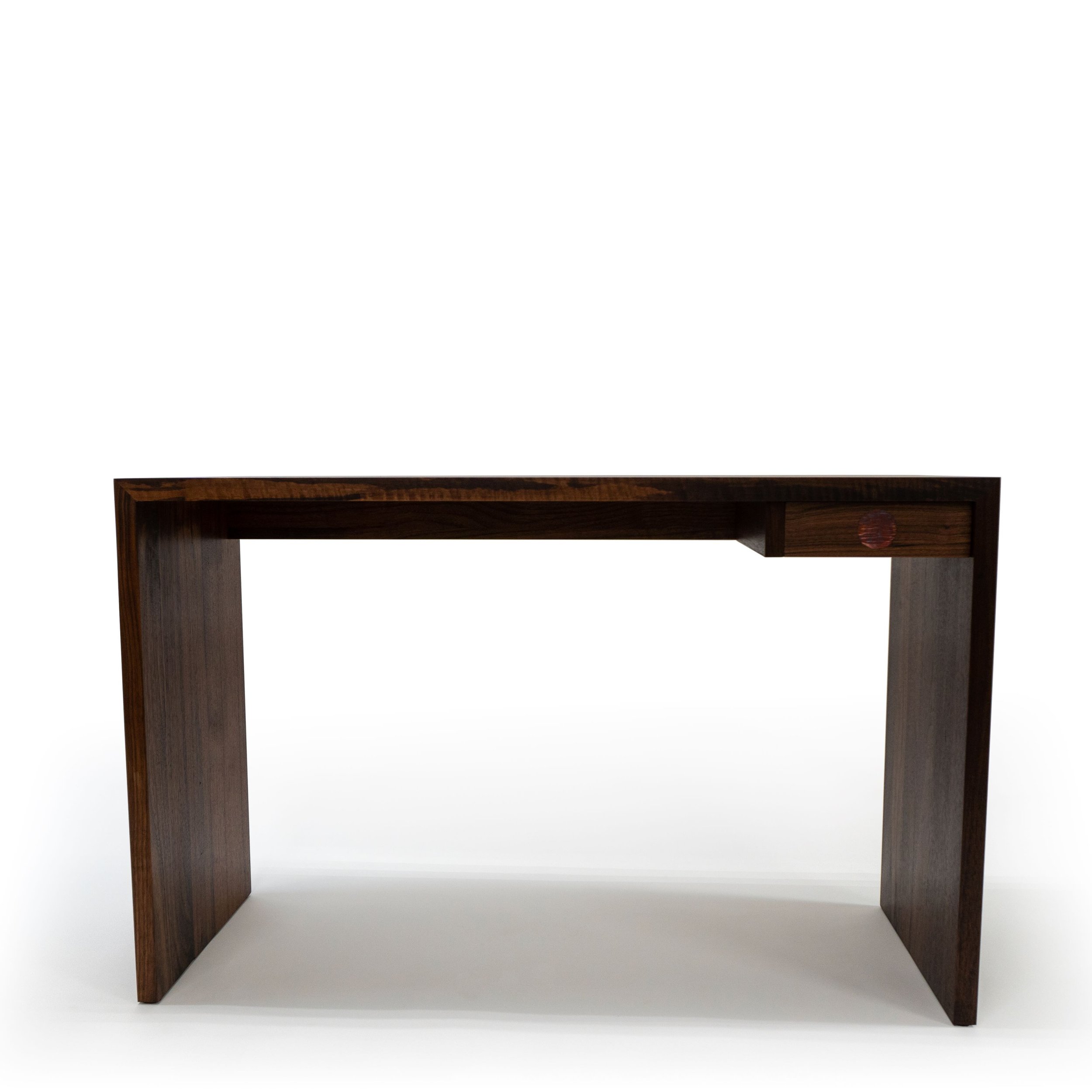 Writing Desk front in figured walnut