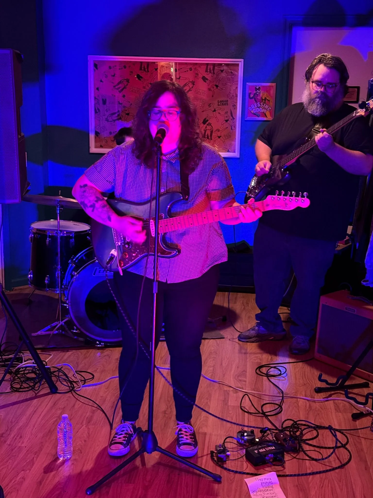 Kate Bivona performing live with her band Dirt Skirt.