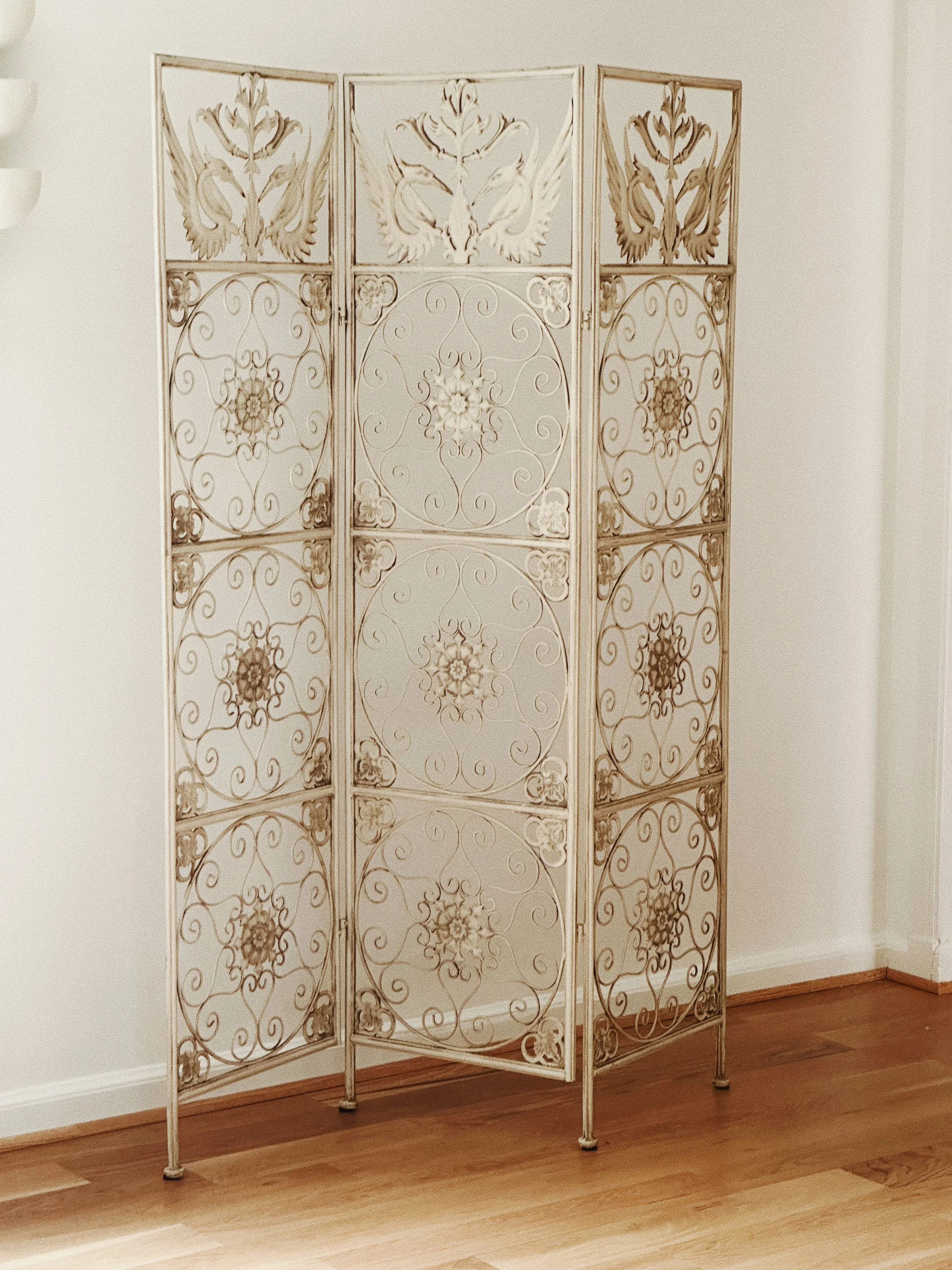 Vintage wrought iron folding screen