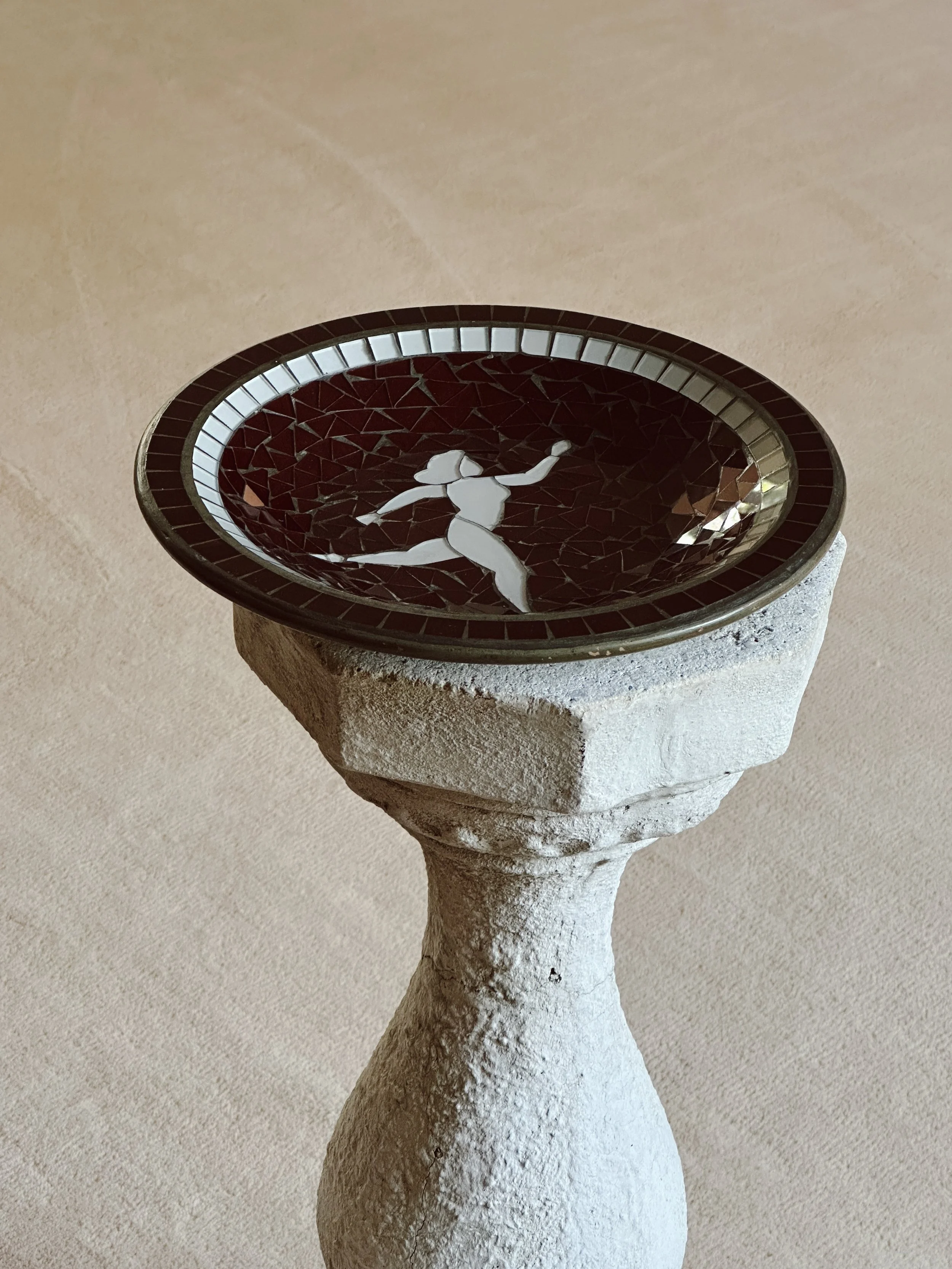 Dancing female mosaic dish