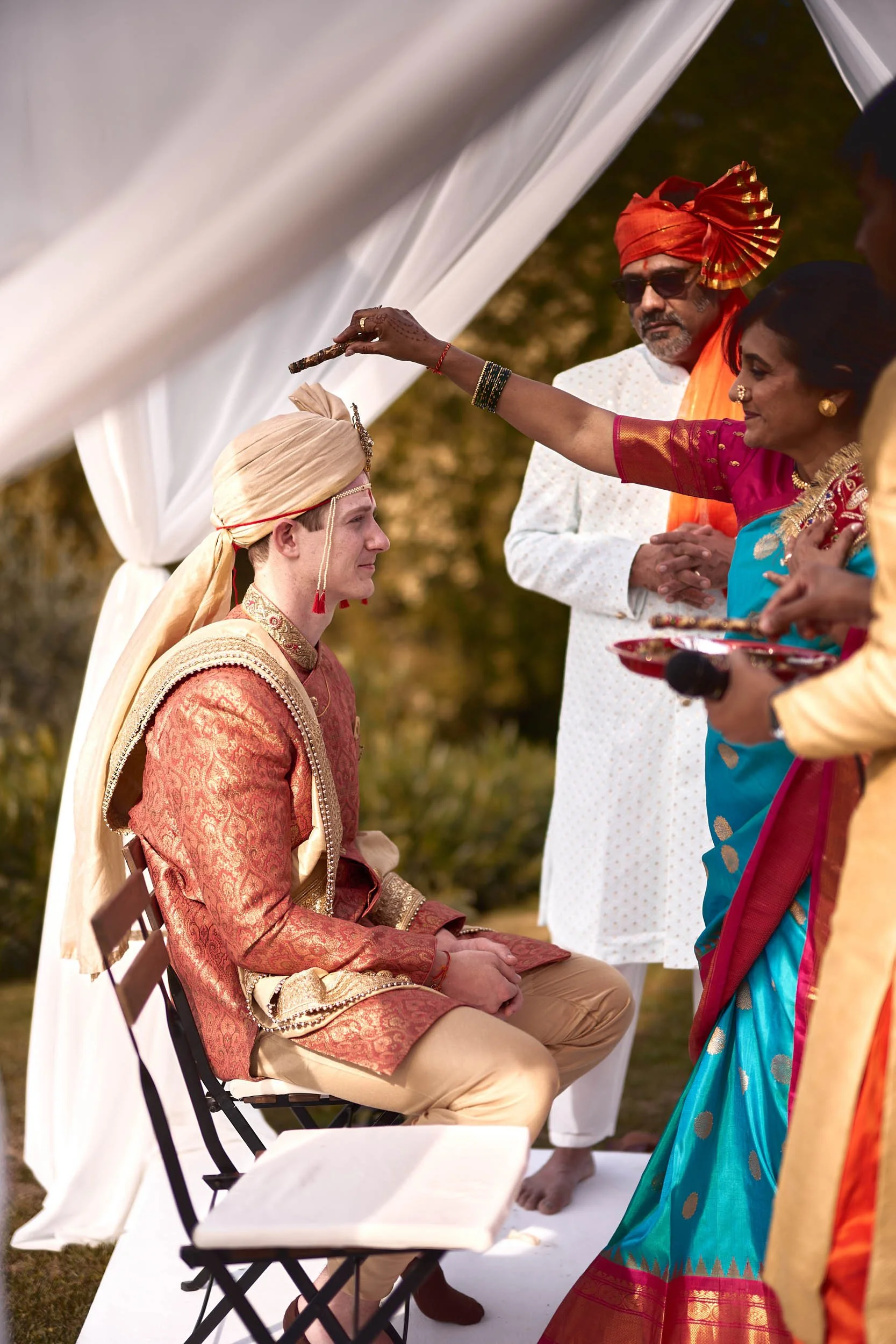 Ceremony rituals beginning with the groom