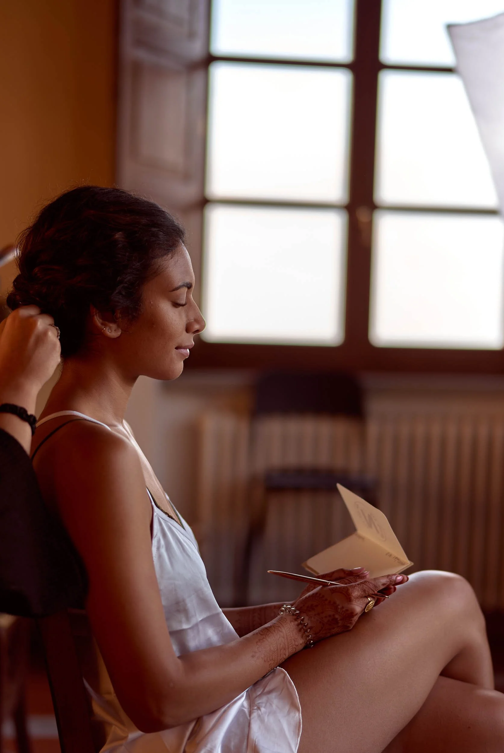 Bride thinking about her speech