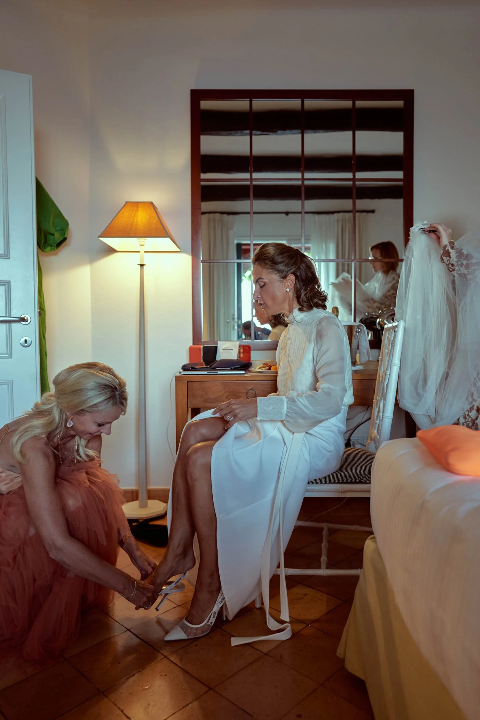 Bride getting ready in her room at Hotel Il Pellicano, Porto Ercole.