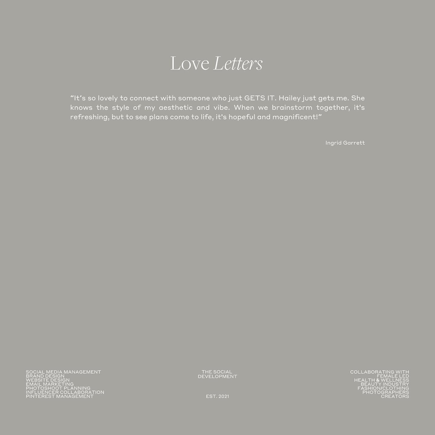 〰️ love letters 〰️

from one of my favorite bad ass business owners I&rsquo;ve ever collaborated with &mdash; Ingrid Garrett.

owner of @omnibeautistudio 〰️

we&rsquo;ve collaborated on:
+ SMM
+ Brand Design
+ Website Design

we&rsquo;ve pretty much 
